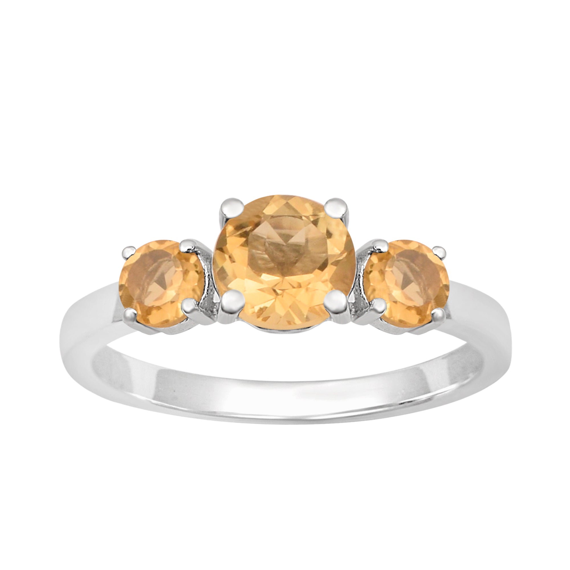 Trilogy Gemstone Citrine 3-Stone 0.60 Ctw 925 Sterling Silver Ring - Kimaya INC