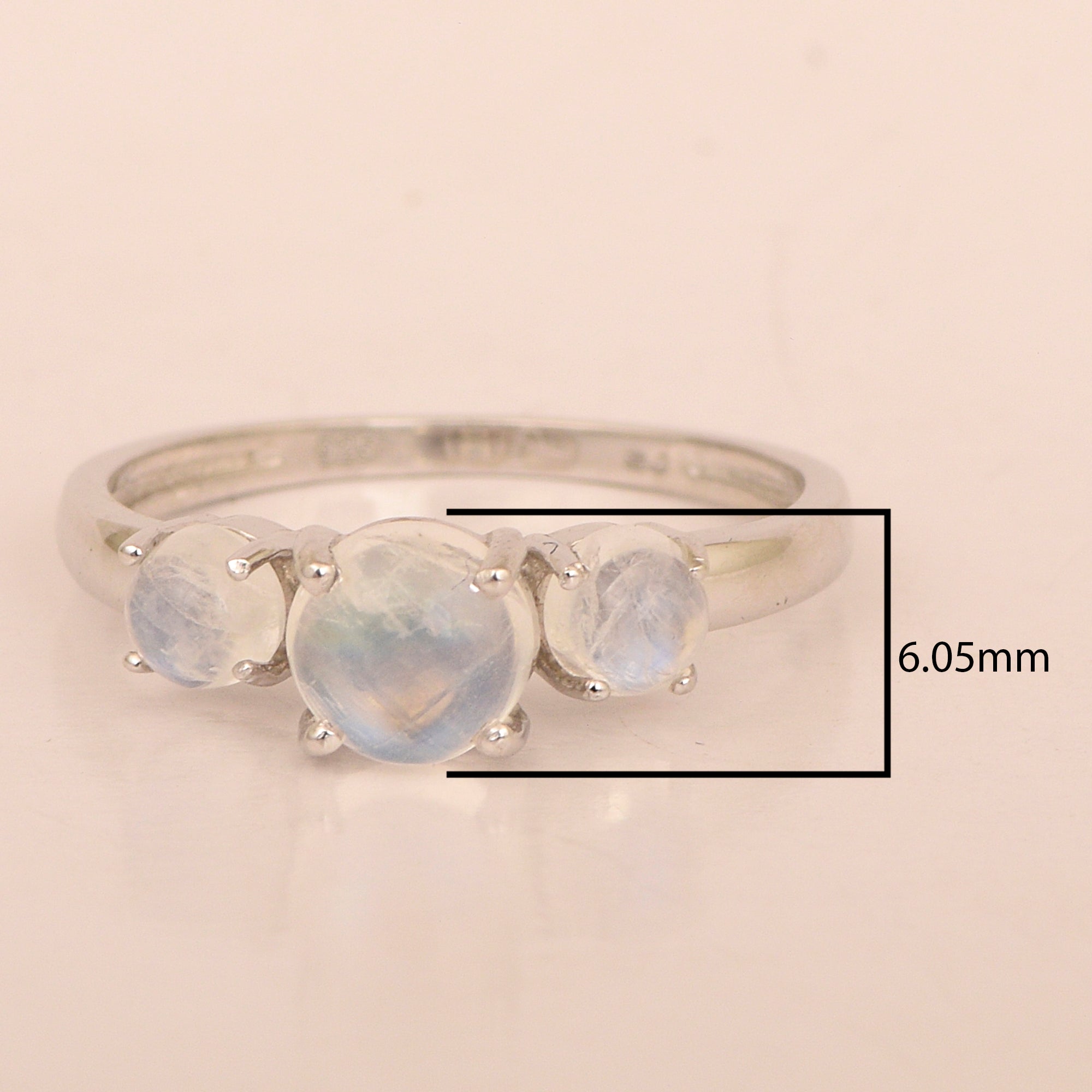 Trilogy Gemstone Moonstone 3-Stone 0.60 Ctw 925 Sterling Silver Ring - Kimaya INC