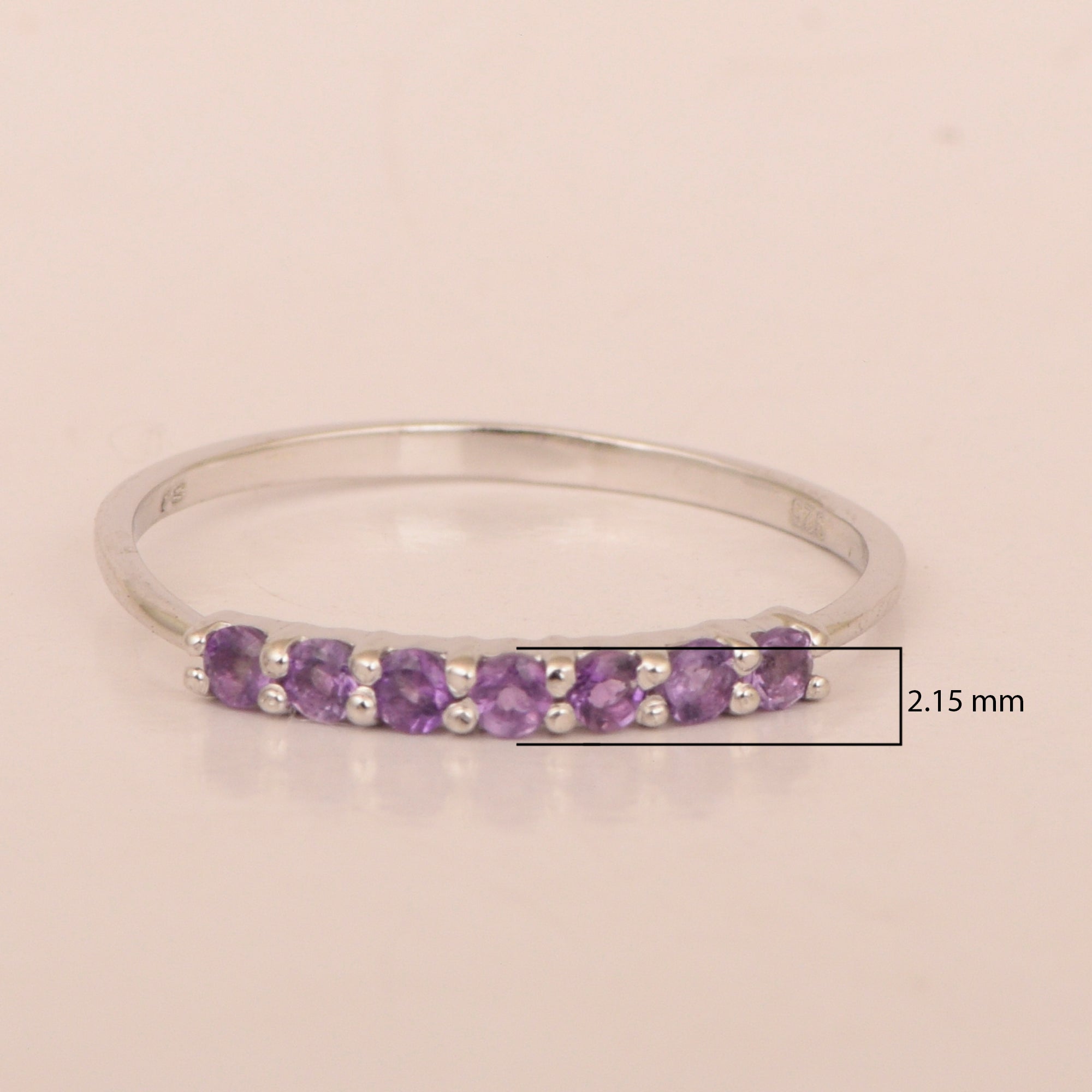 925 Sterling Silver 7-Stone 0.70 Ctw Amethyst Women Wedding Rings - Kimaya INC