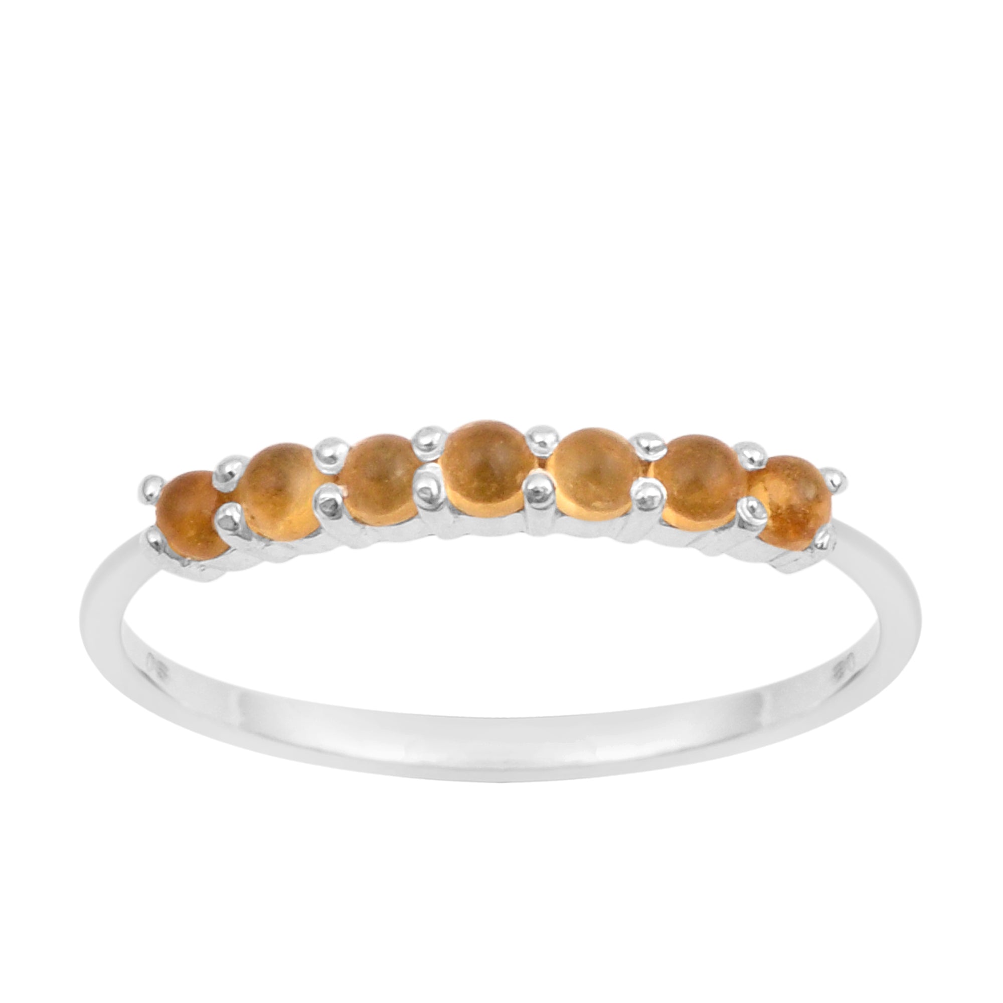 925 Sterling Silver 7-Stone 0.70 Ctw Citrine Women Wedding Rings - Kimaya INC