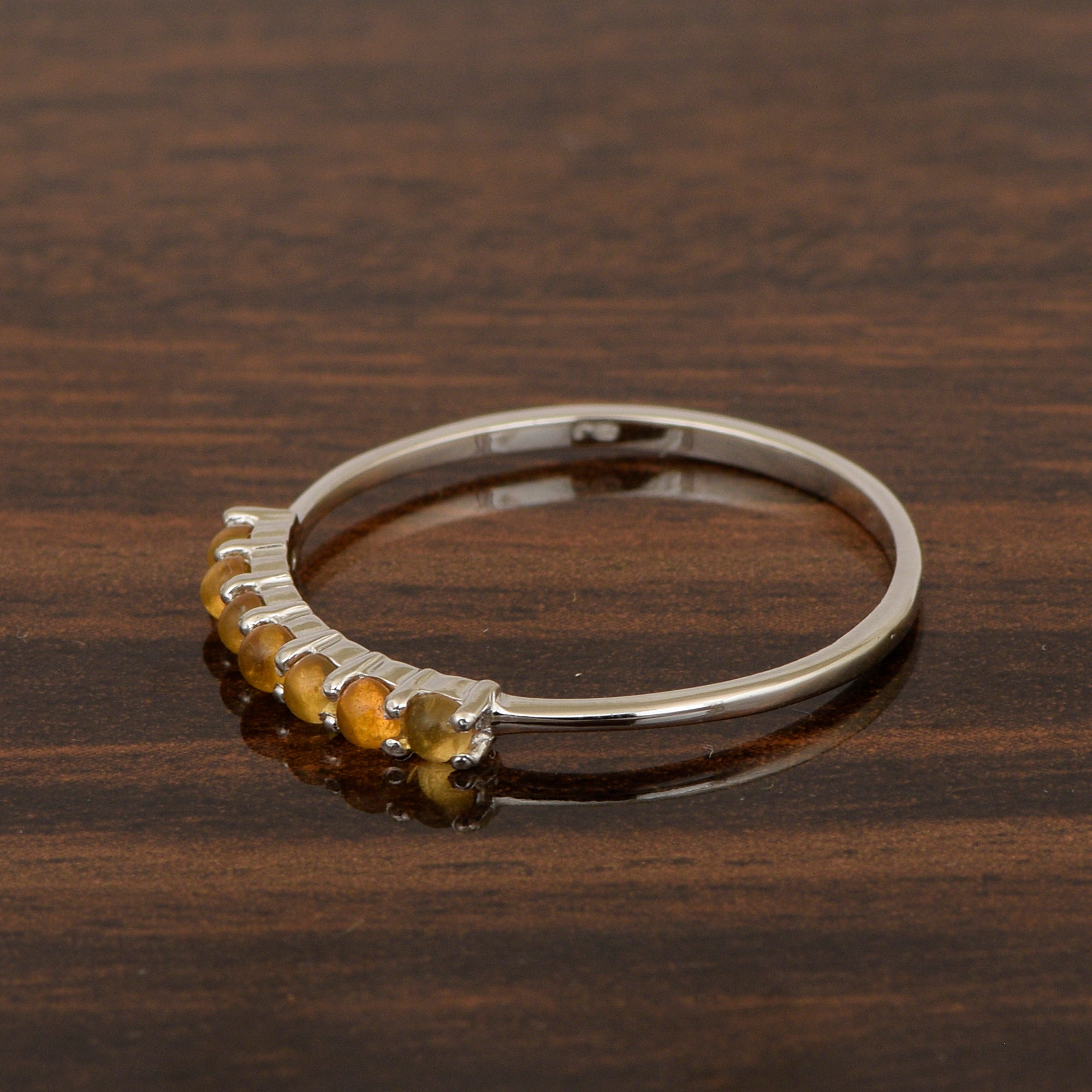 925 Sterling Silver 7-Stone 0.70 Ctw Citrine Women Wedding Rings - Kimaya INC