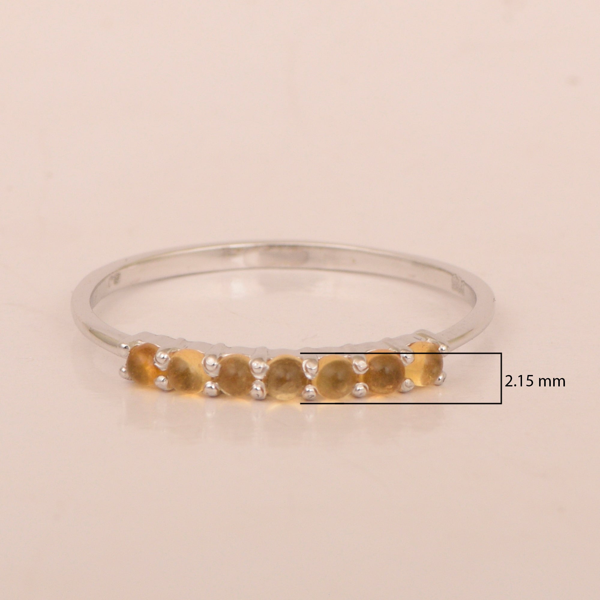 925 Sterling Silver 7-Stone 0.70 Ctw Citrine Women Wedding Rings - Kimaya INC