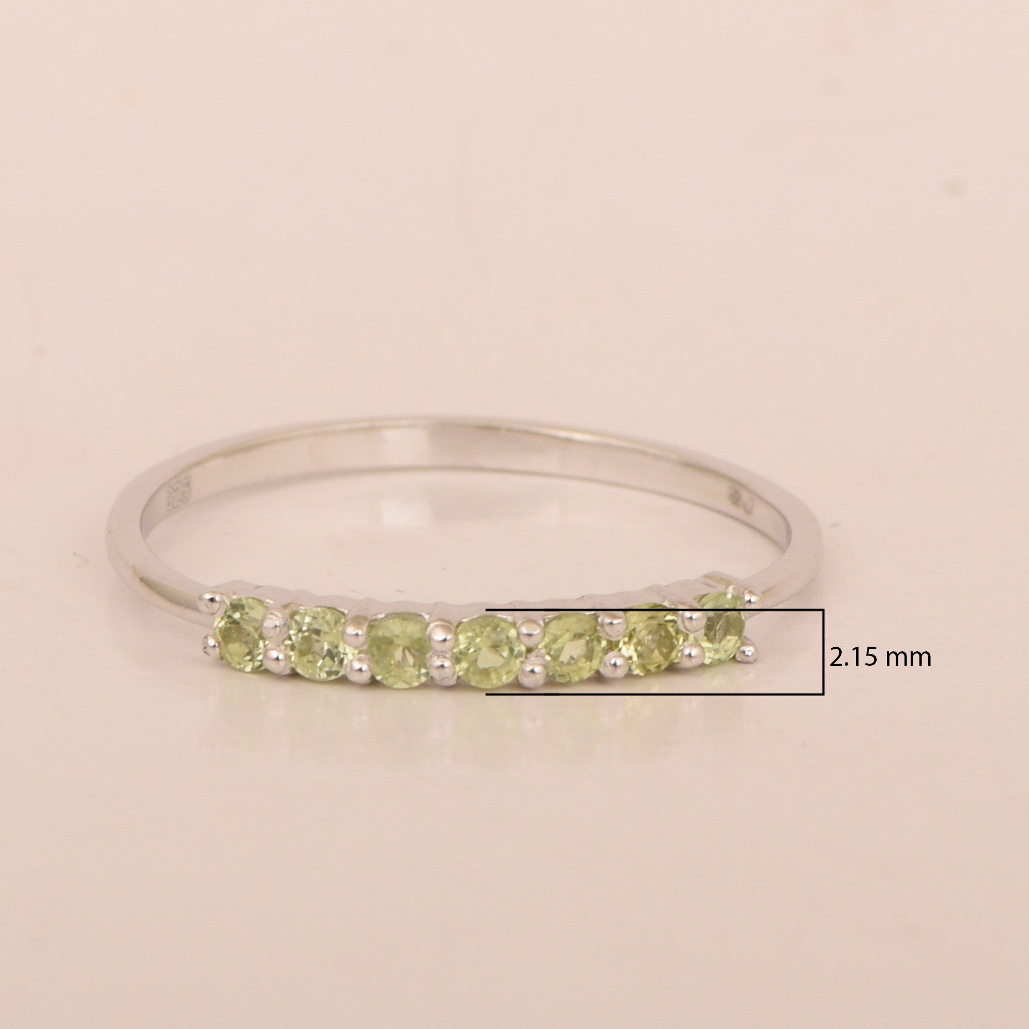 925 Sterling Silver 7-Stone 0.70 Ctw Peridot Women Wedding Rings - Kimaya INC