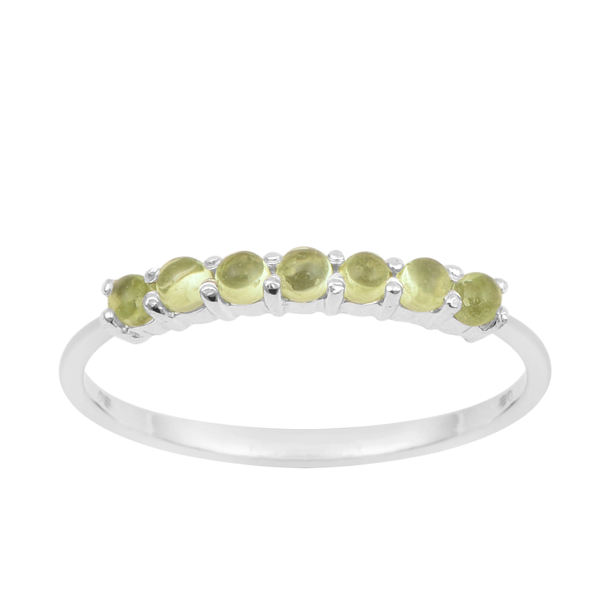 925 Sterling Silver 7-Stone 0.70 Ctw Peridot Cab Women Wedding Rings - Kimaya INC