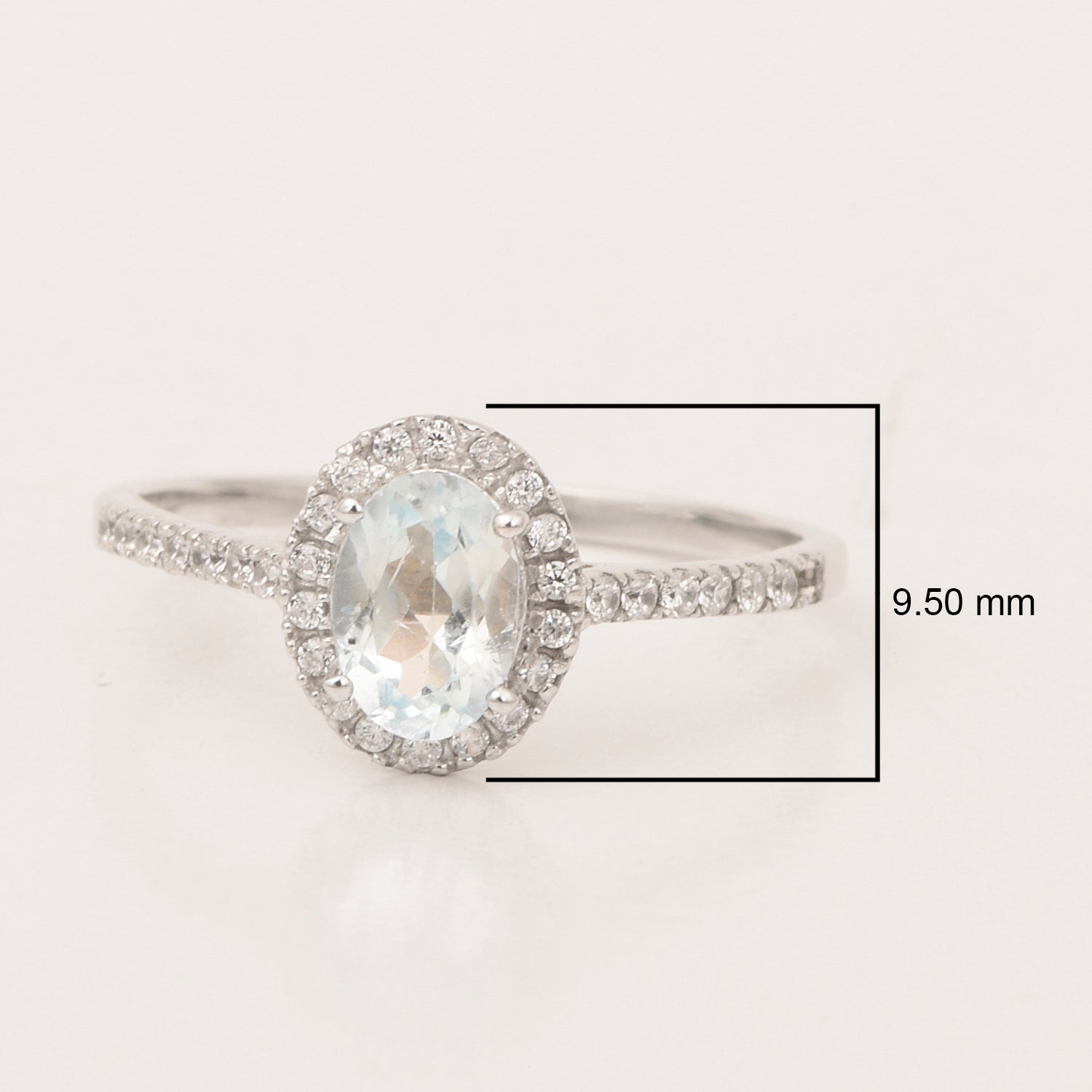 925 Sterling Silver Oval Aquamarine Women's Solitaire Ring - Kimaya INC