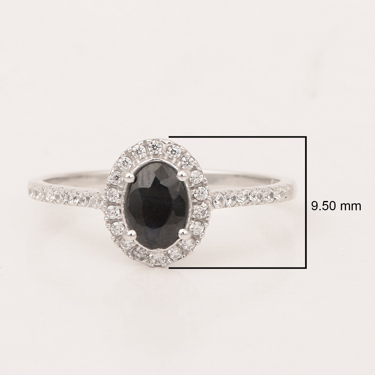 925 Sterling Silver Oval Blue Sapphire Women's Solitaire Ring - Kimaya INC