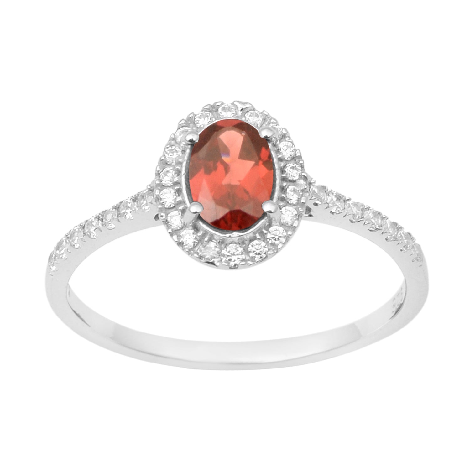 925 Sterling Silver Oval Garnet Women's Solitaire Ring - Kimaya INC