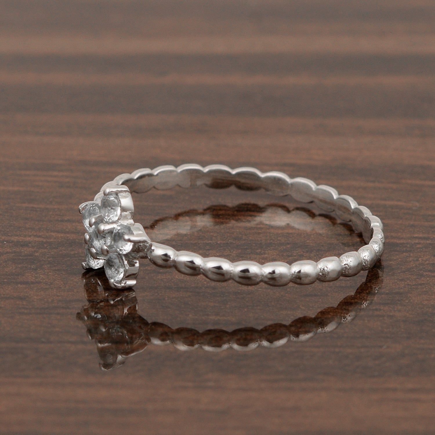 925 Sterling Silver Round 0.25 Ctw Aquamarine Stackable Women Ring - Kimaya INC