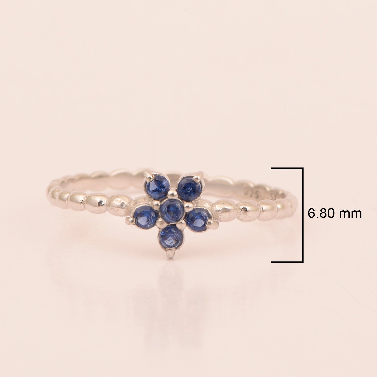 925 Sterling Silver Round 0.25 Ctw Blue Sapphire Stackable Women Ring - Kimaya INC