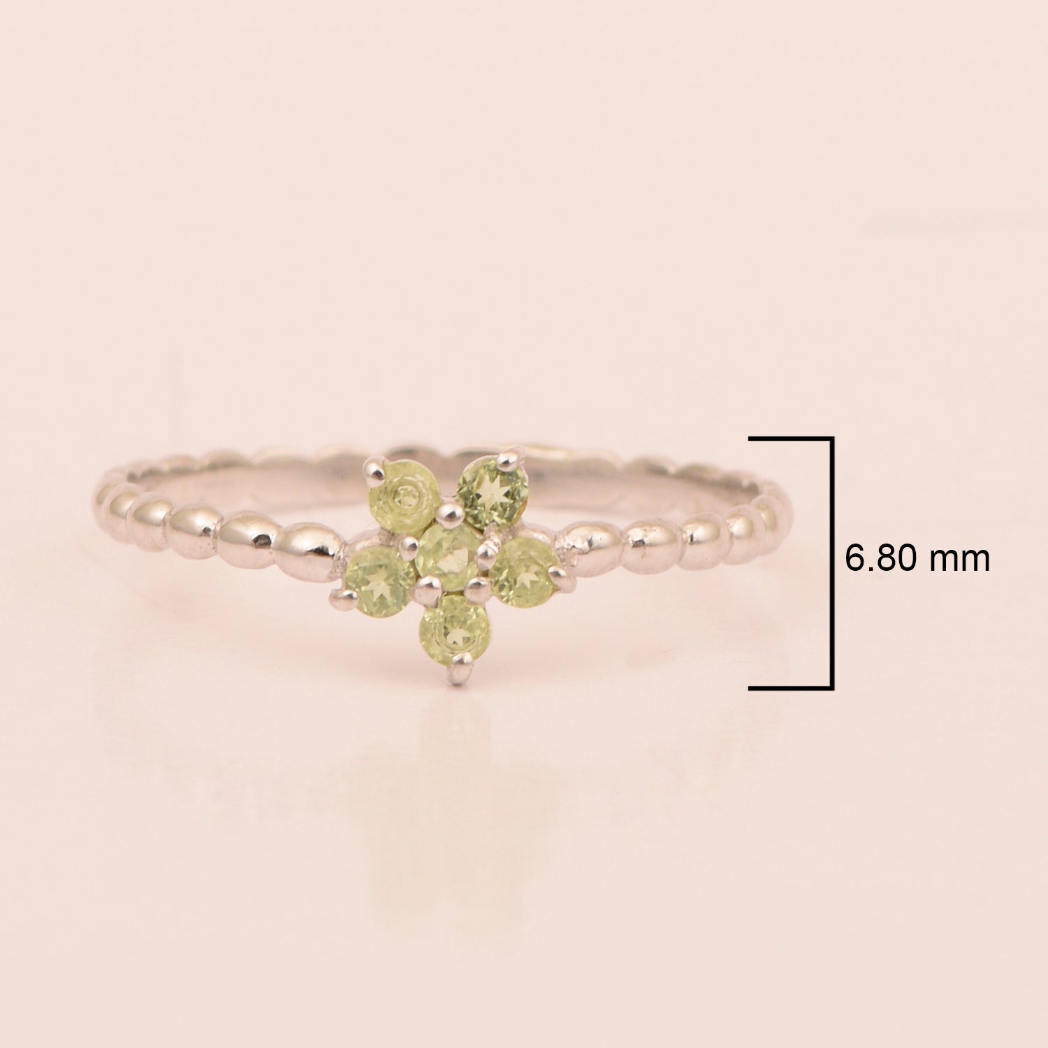 925 Sterling Silver Round 0.25 Ctw Peridot Stackable Women Ring - Kimaya INC