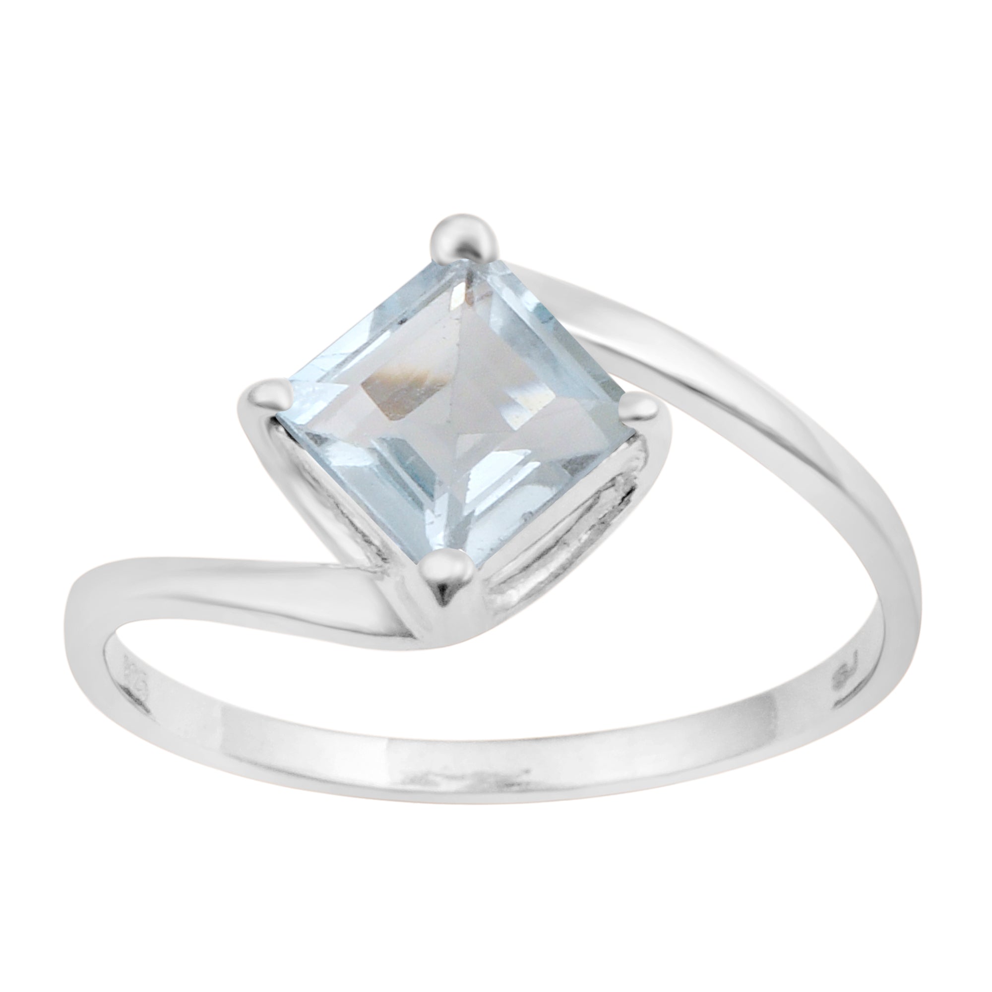 Princess Cut Square 5mm Aquamarine 925 Sterling Silver Wedding Ring - Kimaya INC
