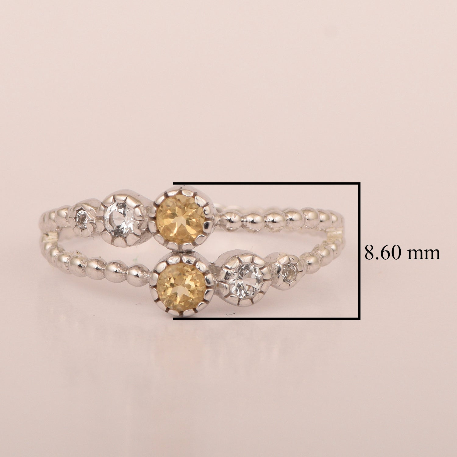 Dual Band Round 0.20 Ctw Citrine 925 Sterling Silver Women Wedding Ring - Kimaya INC