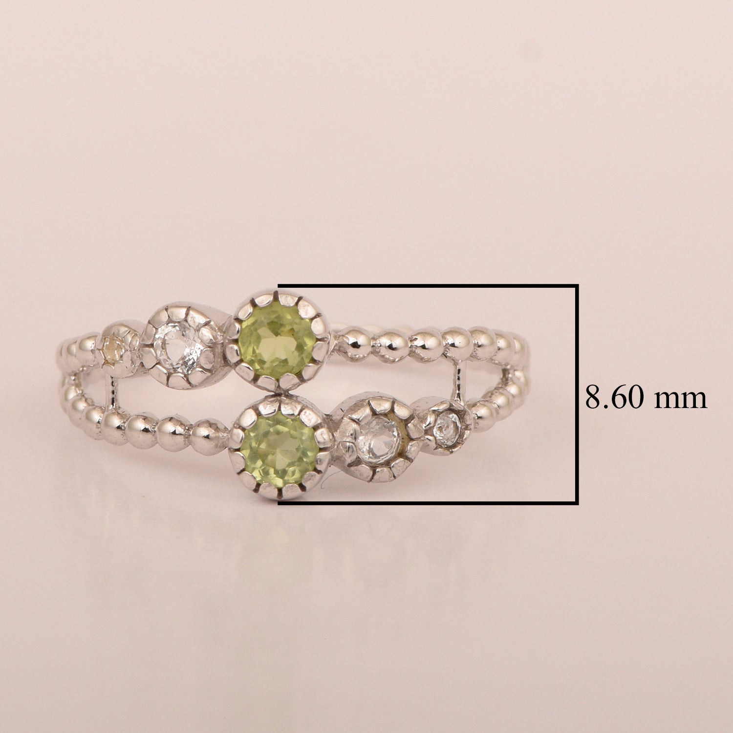 Dual Band Round 0.20 Ctw Peridot 925 Sterling Silver Women Wedding Ring - Kimaya INC