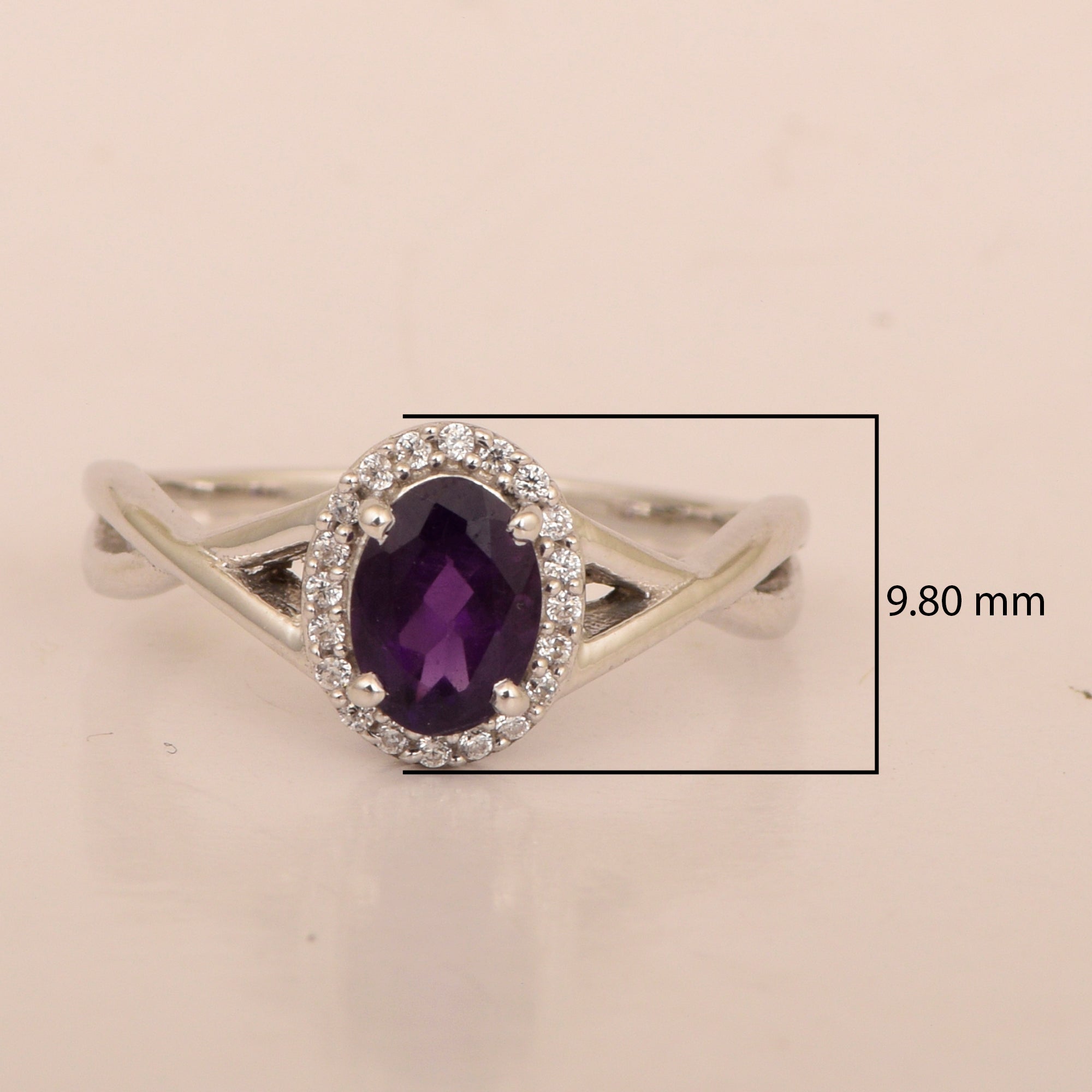 Solitaire Oval 1 Ctw Amethyst Sterling Silver 925 Women Ring - Kimaya INC