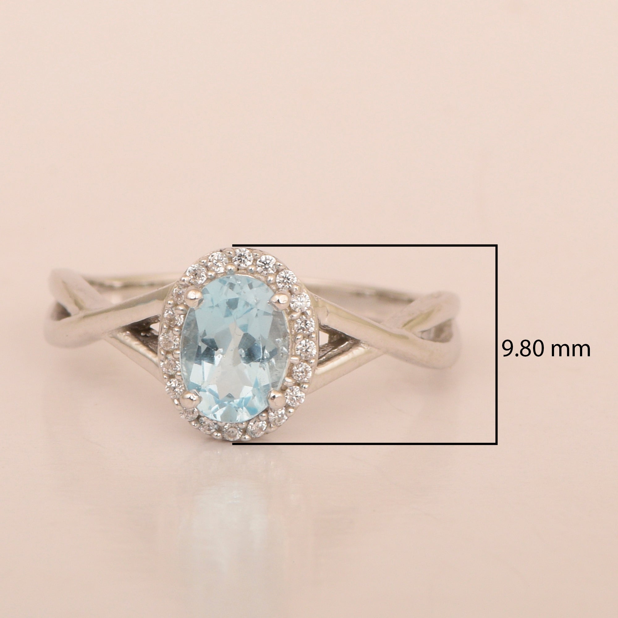 Solitaire Oval 1 Ctw Aquamarine Sterling Silver 925 Women Ring - Kimaya INC