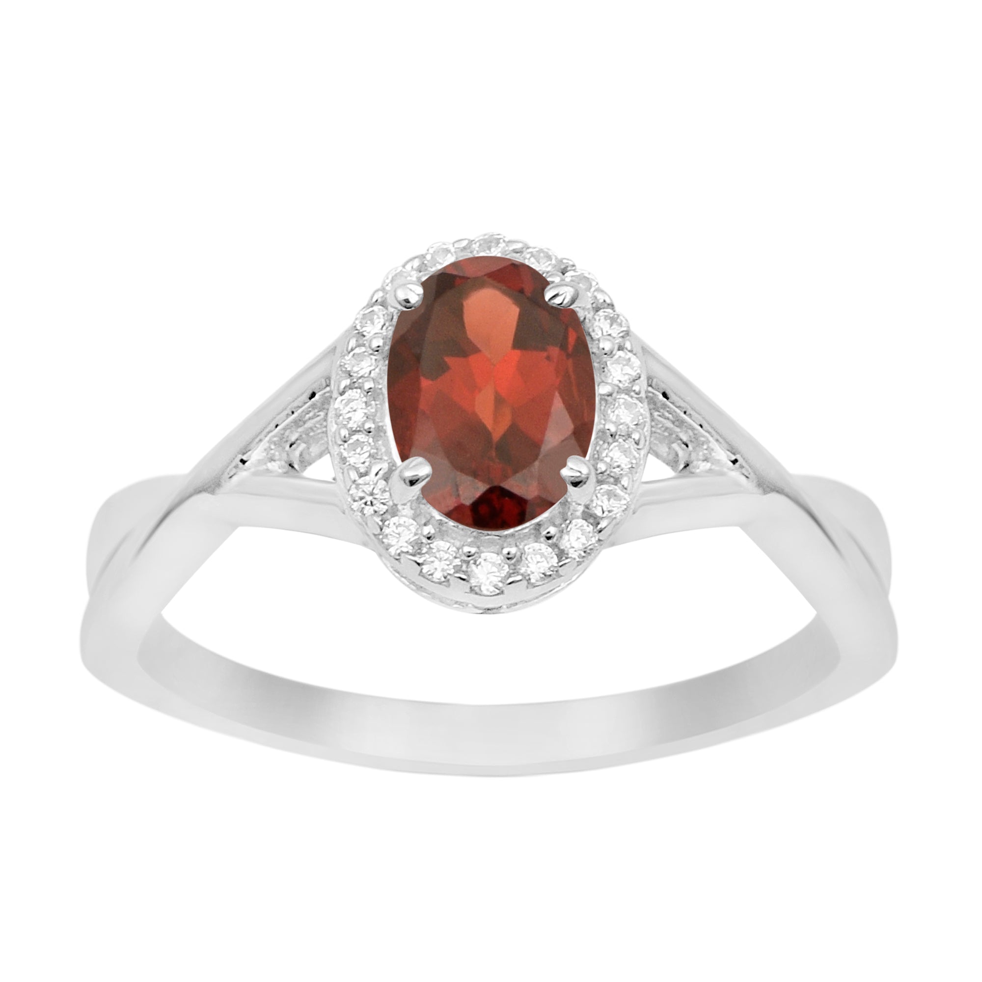 Solitaire Oval 1 Ctw Garnet Sterling Silver 925 Women Ring - Kimaya INC