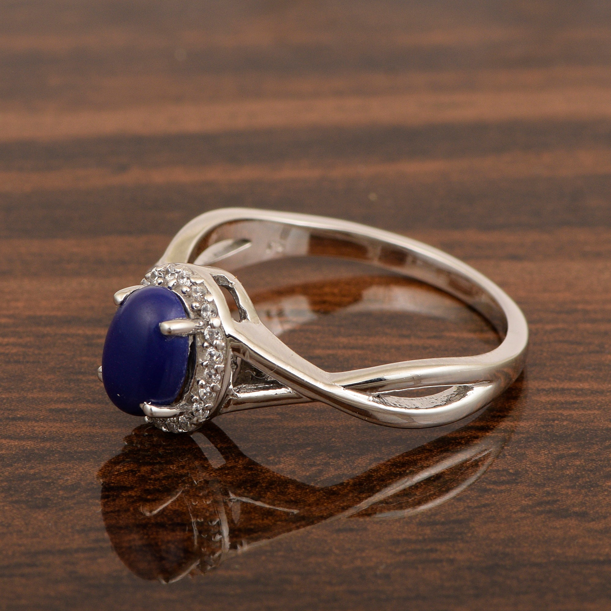 Solitaire Oval 1 Ctw Lapis Lazuli Sterling Silver 925 Women Ring - Kimaya INC