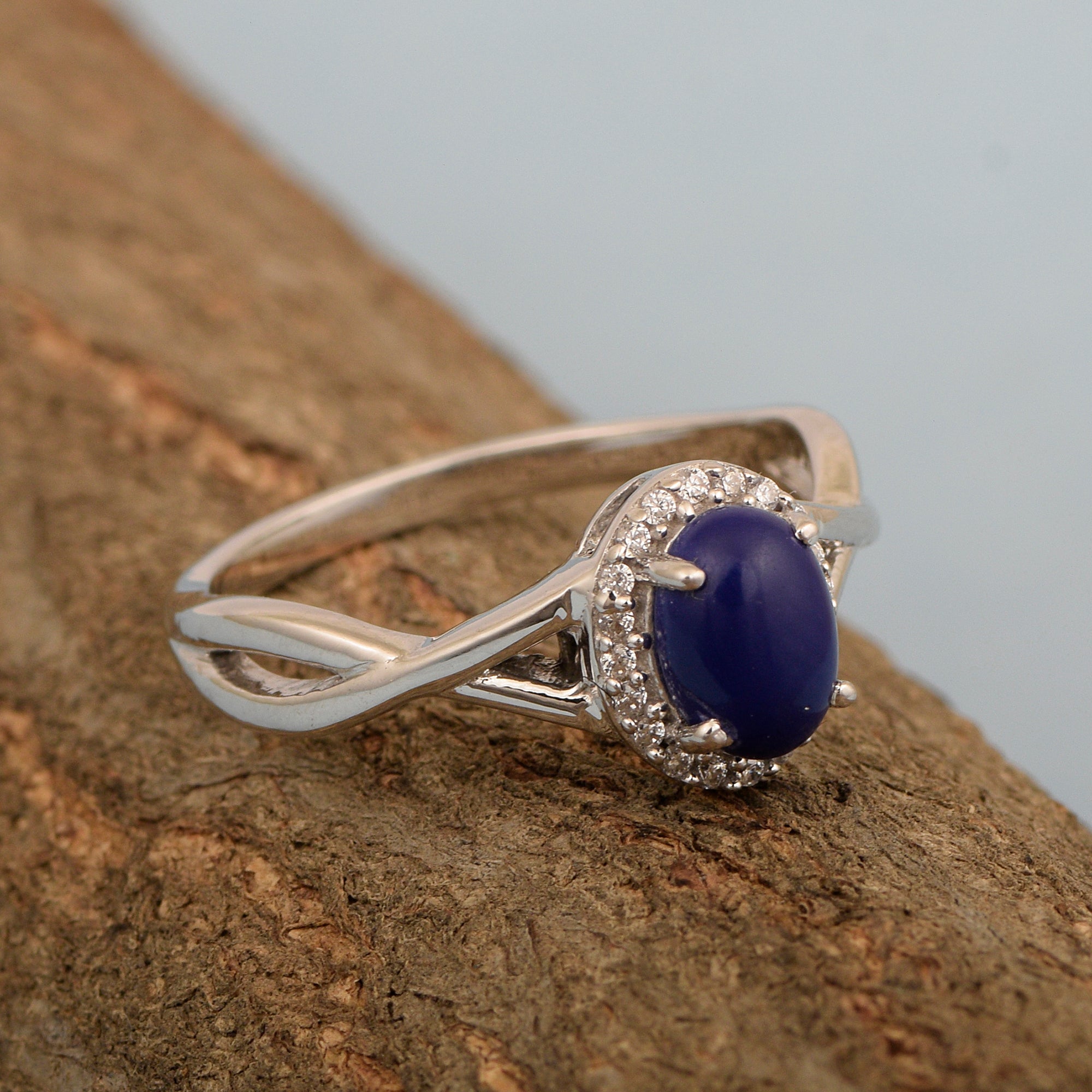 Solitaire Oval 1 Ctw Lapis Lazuli Sterling Silver 925 Women Ring - Kimaya INC
