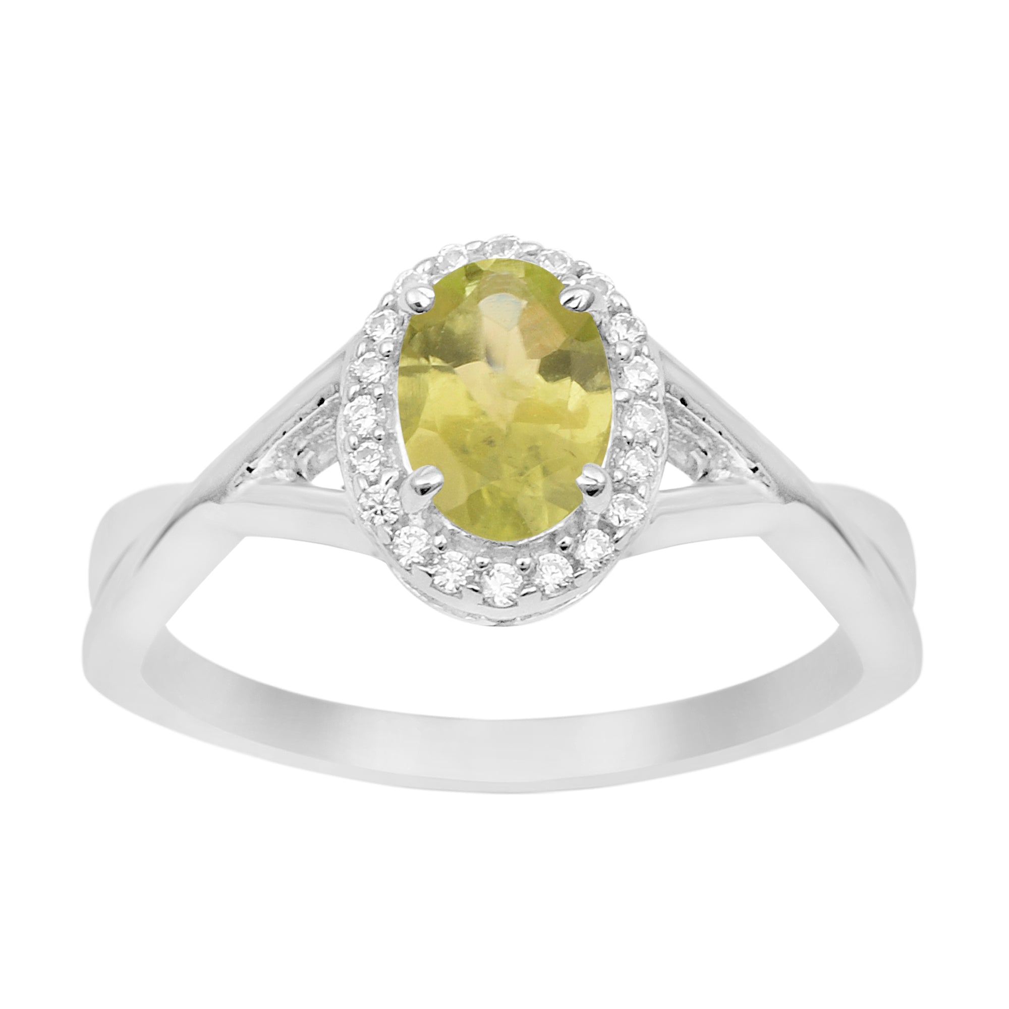 Solitaire Oval 1 Ctw Peridot Sterling Silver 925 Women Ring - Kimaya INC
