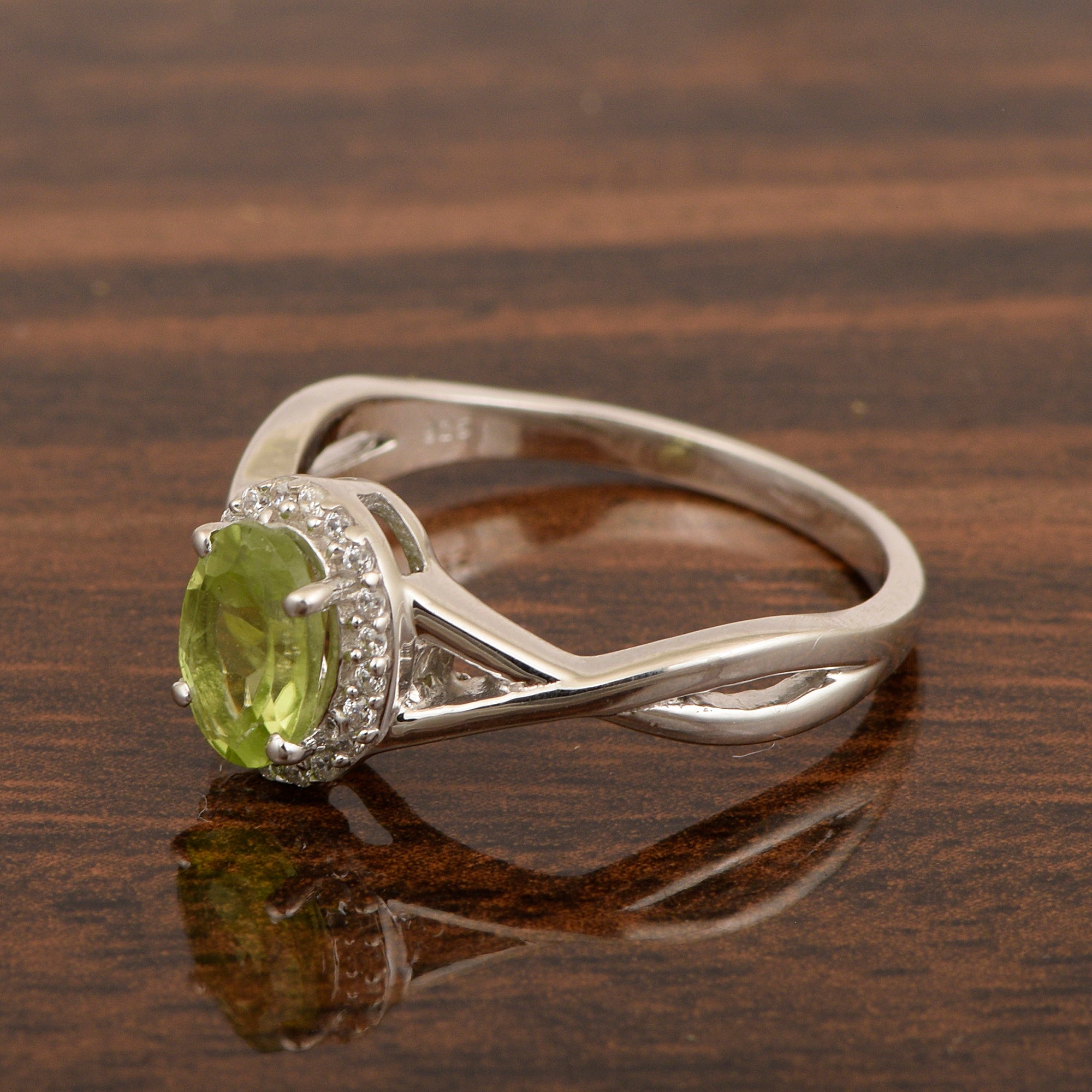 Solitaire Oval 1 Ctw Peridot Sterling Silver 925 Women Ring - Kimaya INC