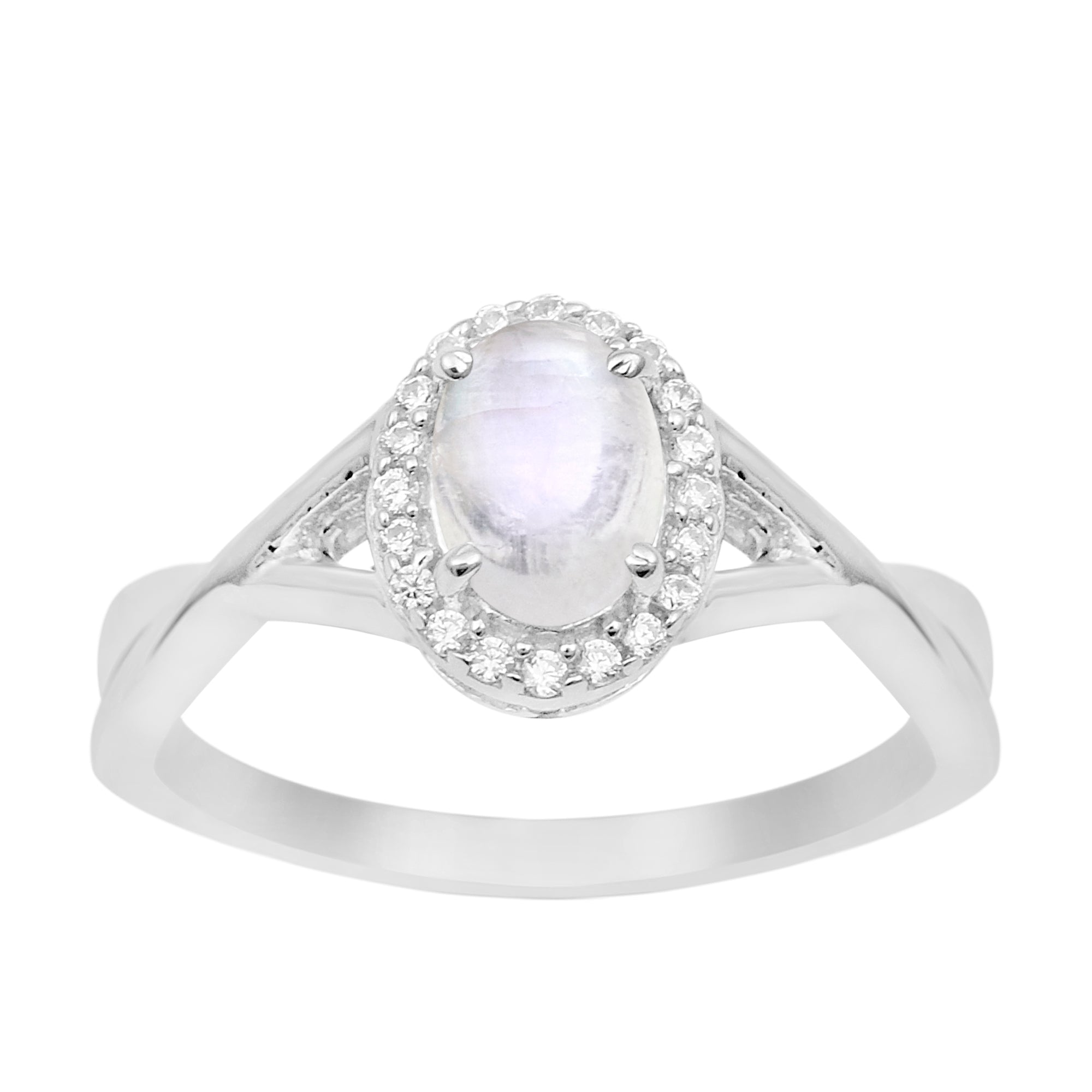 Solitaire Oval 1 Ctw Moonstone Sterling Silver 925 Women Ring - Kimaya INC
