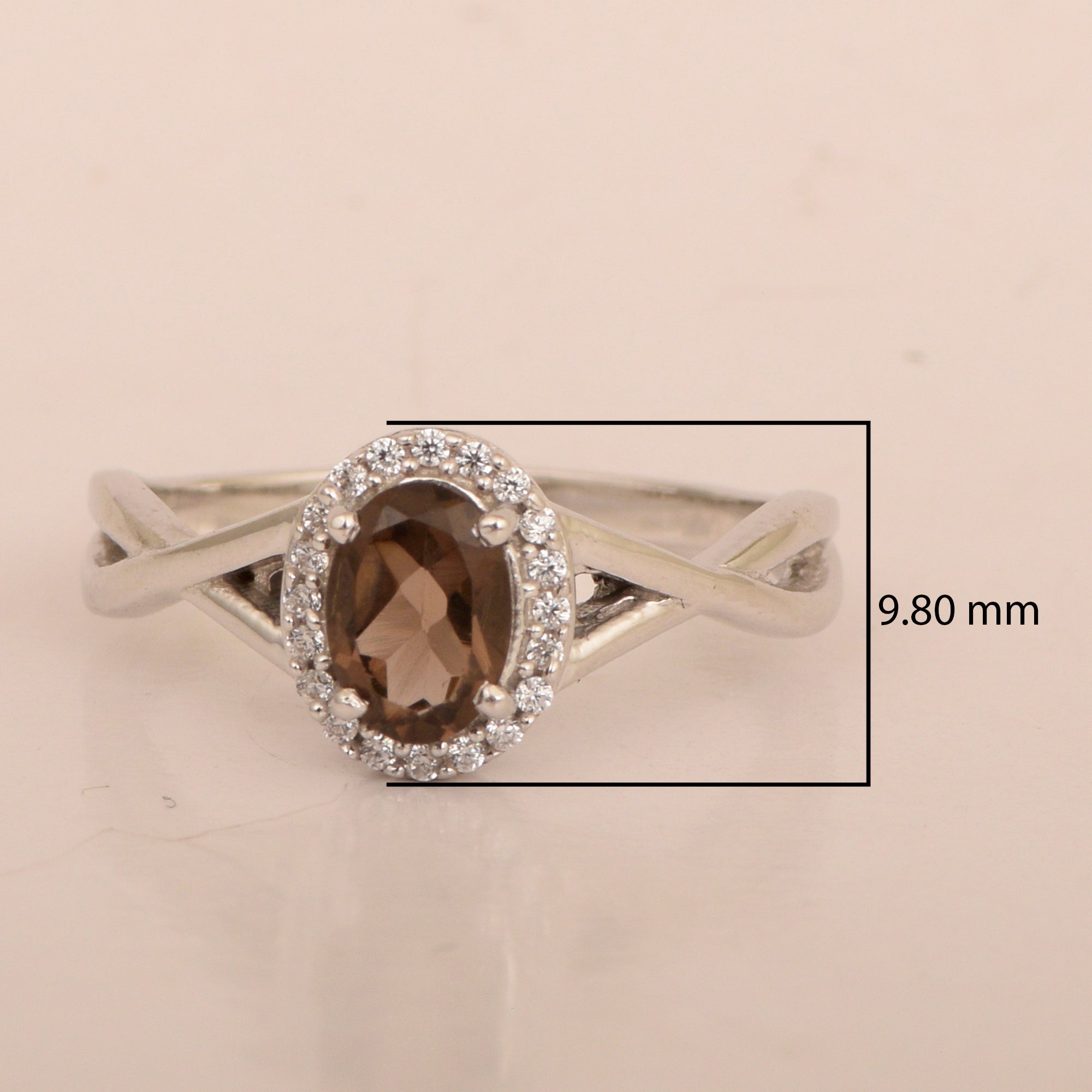 Solitaire Oval 1 Ctw Smoky Quartz Sterling Silver 925 Women Ring - Kimaya INC