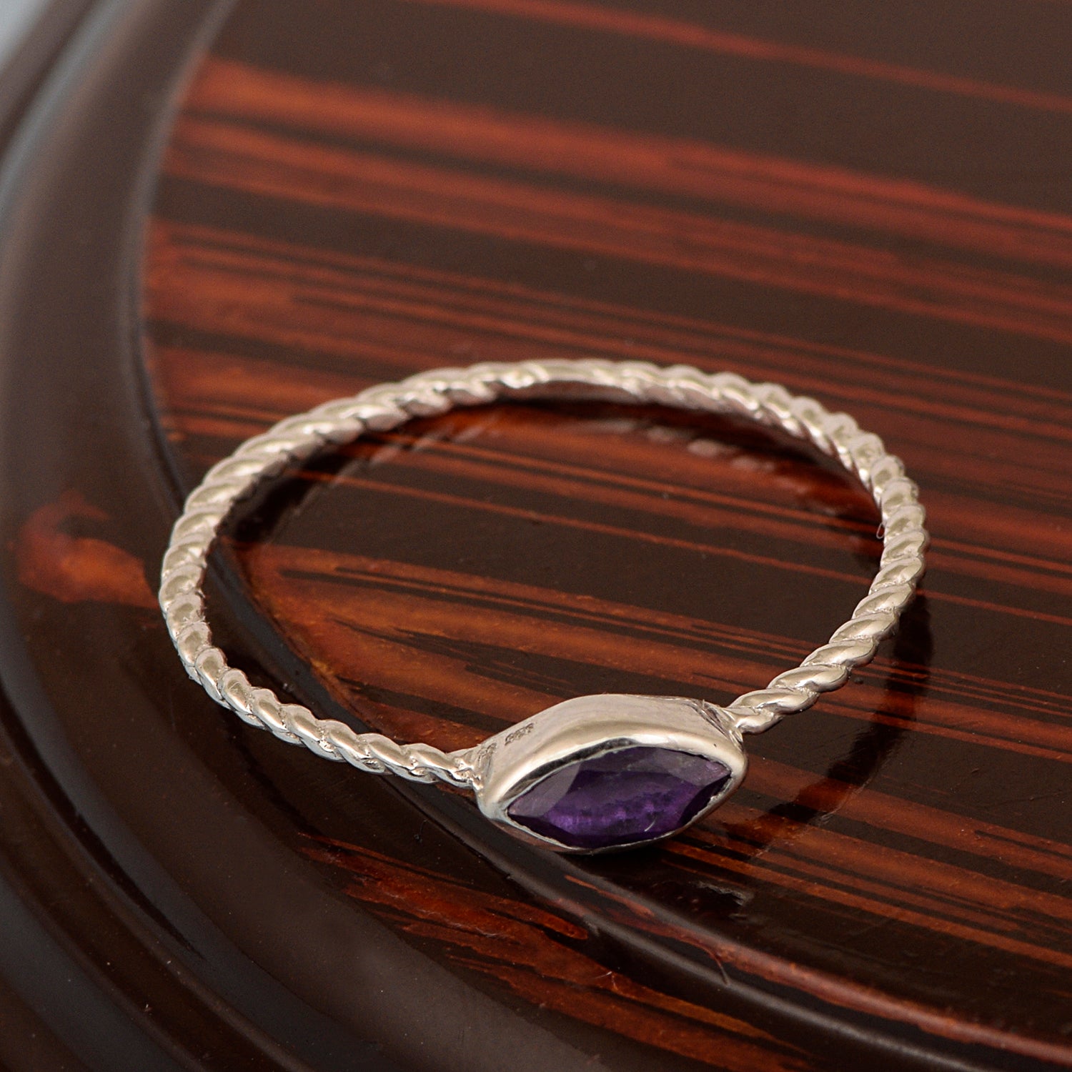 925 Sterling Silver Marquise 6X3MM Amethyst Women Promise Ring - Kimaya INC