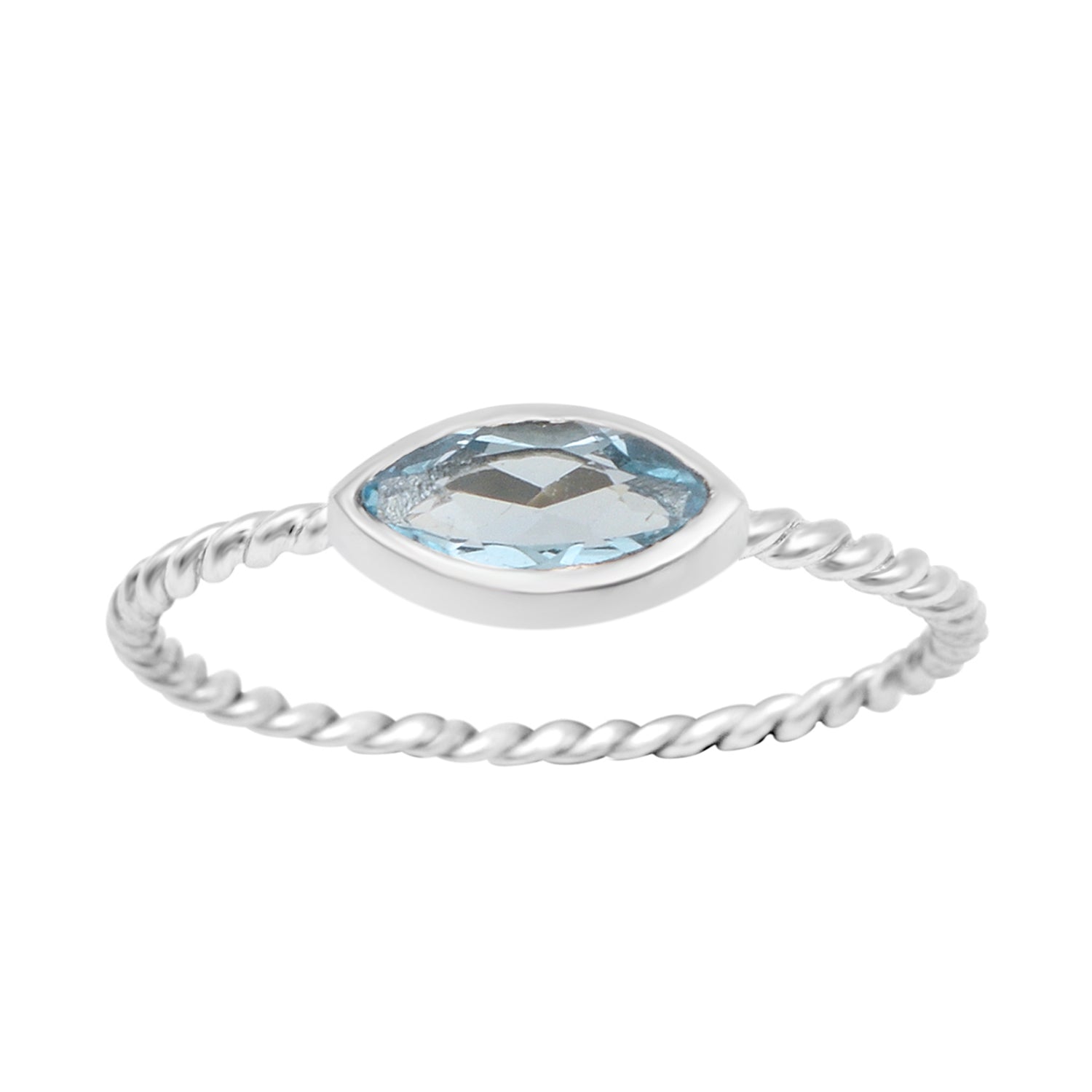 925 Sterling Silver Marquise 6X3MM Aquamarine Women Promise Ring - Kimaya INC