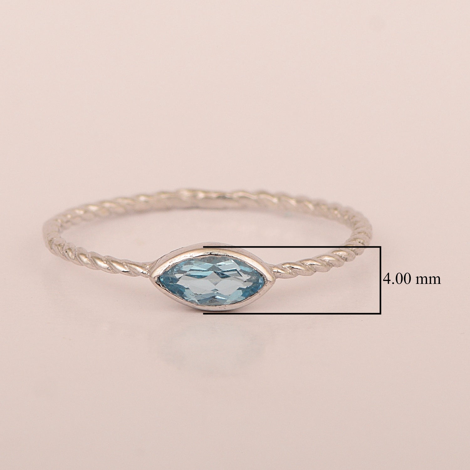925 Sterling Silver Marquise 6X3MM Aquamarine Women Promise Ring - Kimaya INC