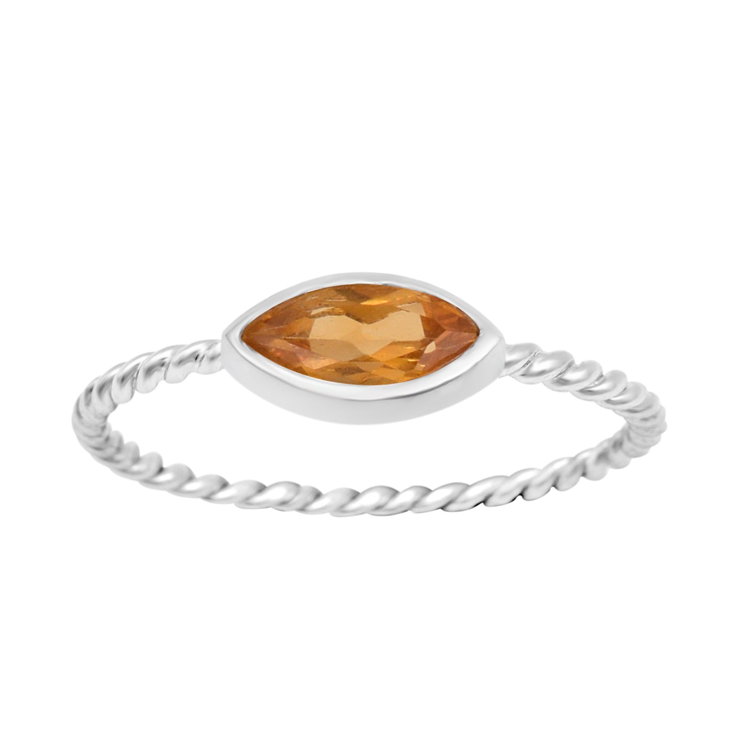 925 Sterling Silver Marquise 6X3MM Citrine Women Promise Ring - Kimaya INC