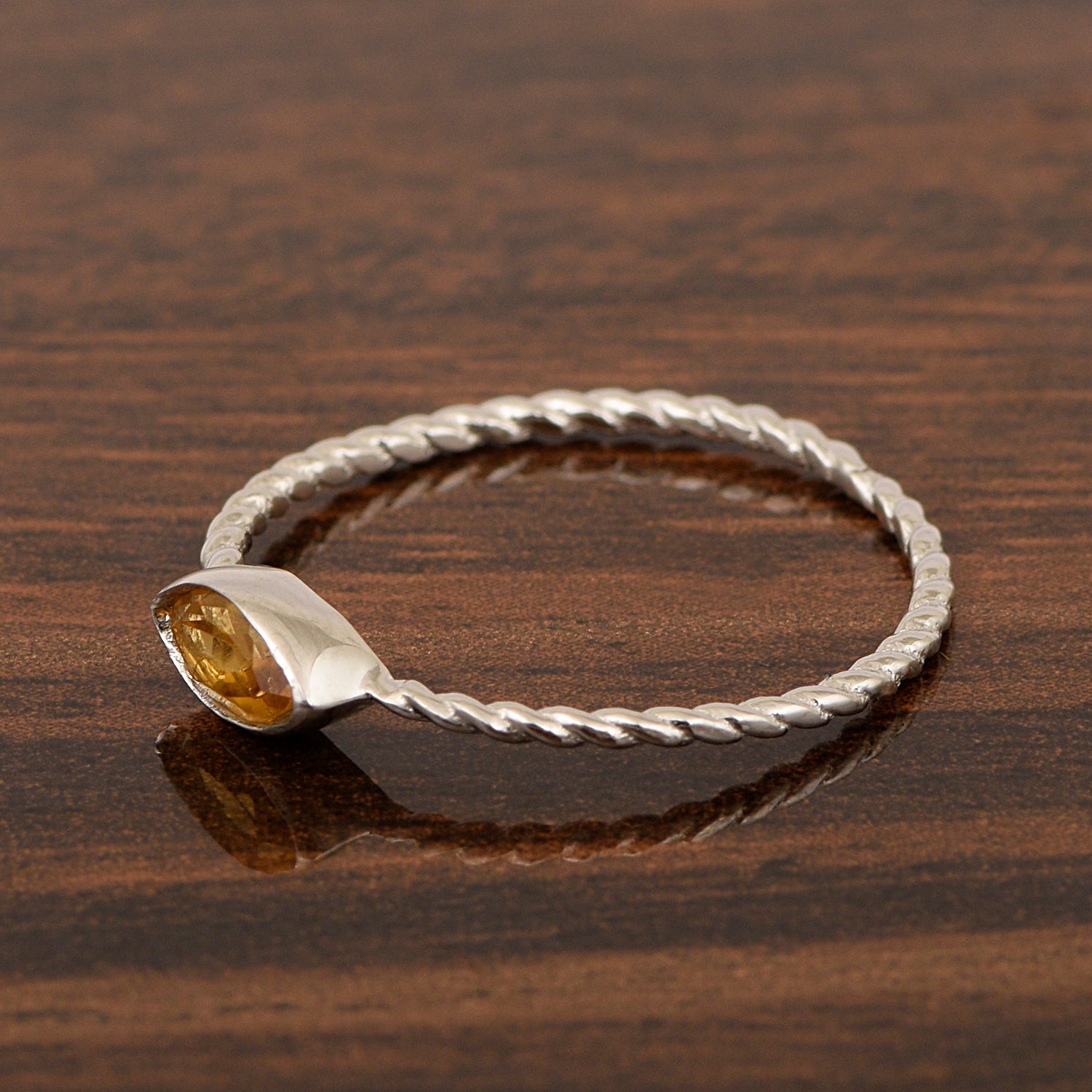 925 Sterling Silver Marquise 6X3MM Citrine Women Promise Ring - Kimaya INC