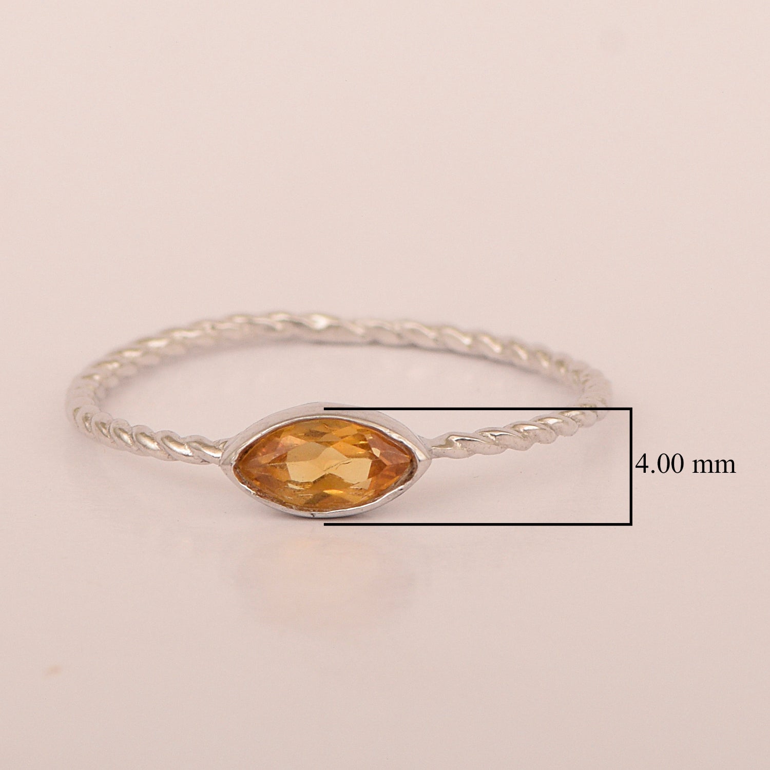 925 Sterling Silver Marquise 6X3MM Citrine Women Promise Ring - Kimaya INC