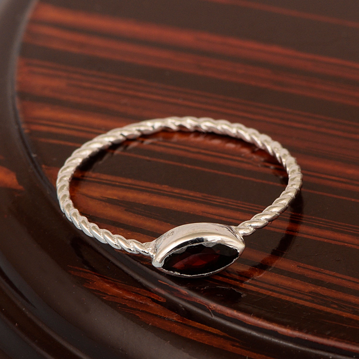 925 Sterling Silver Marquise 6X3MM Garnet Women Promise Ring - Kimaya INC