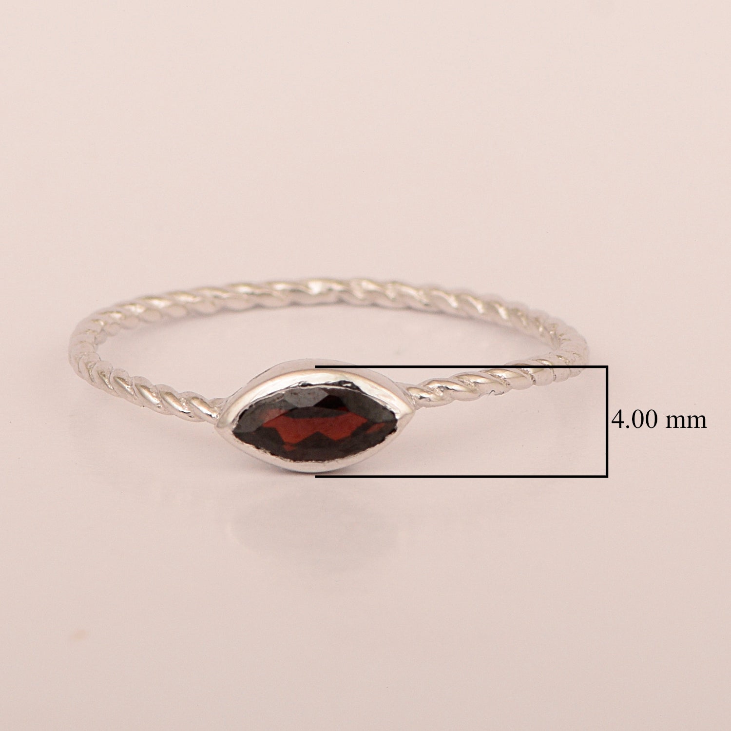 925 Sterling Silver Marquise 6X3MM Garnet Women Promise Ring - Kimaya INC