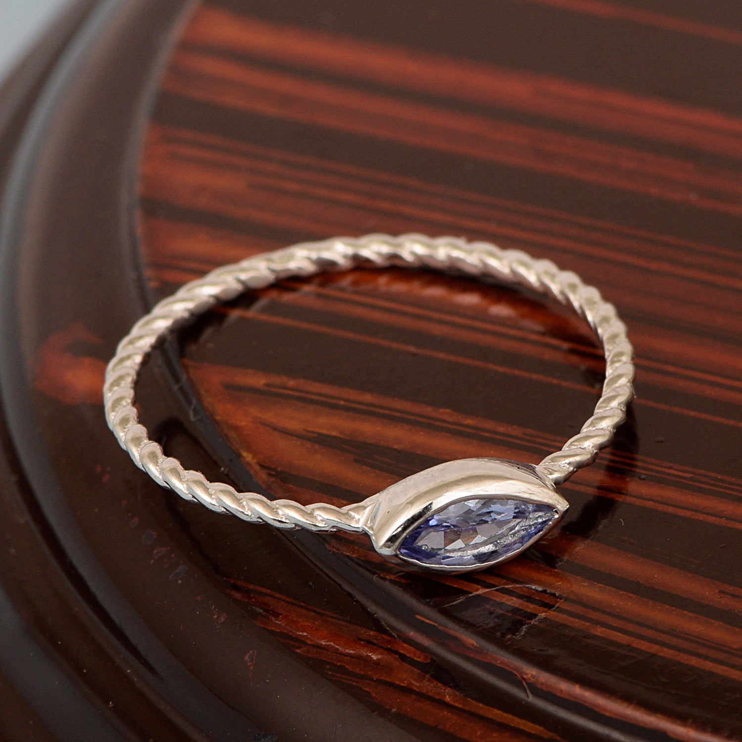 925 Sterling Silver Marquise 6X3MM Tanzanite Women Promise Ring - Kimaya INC