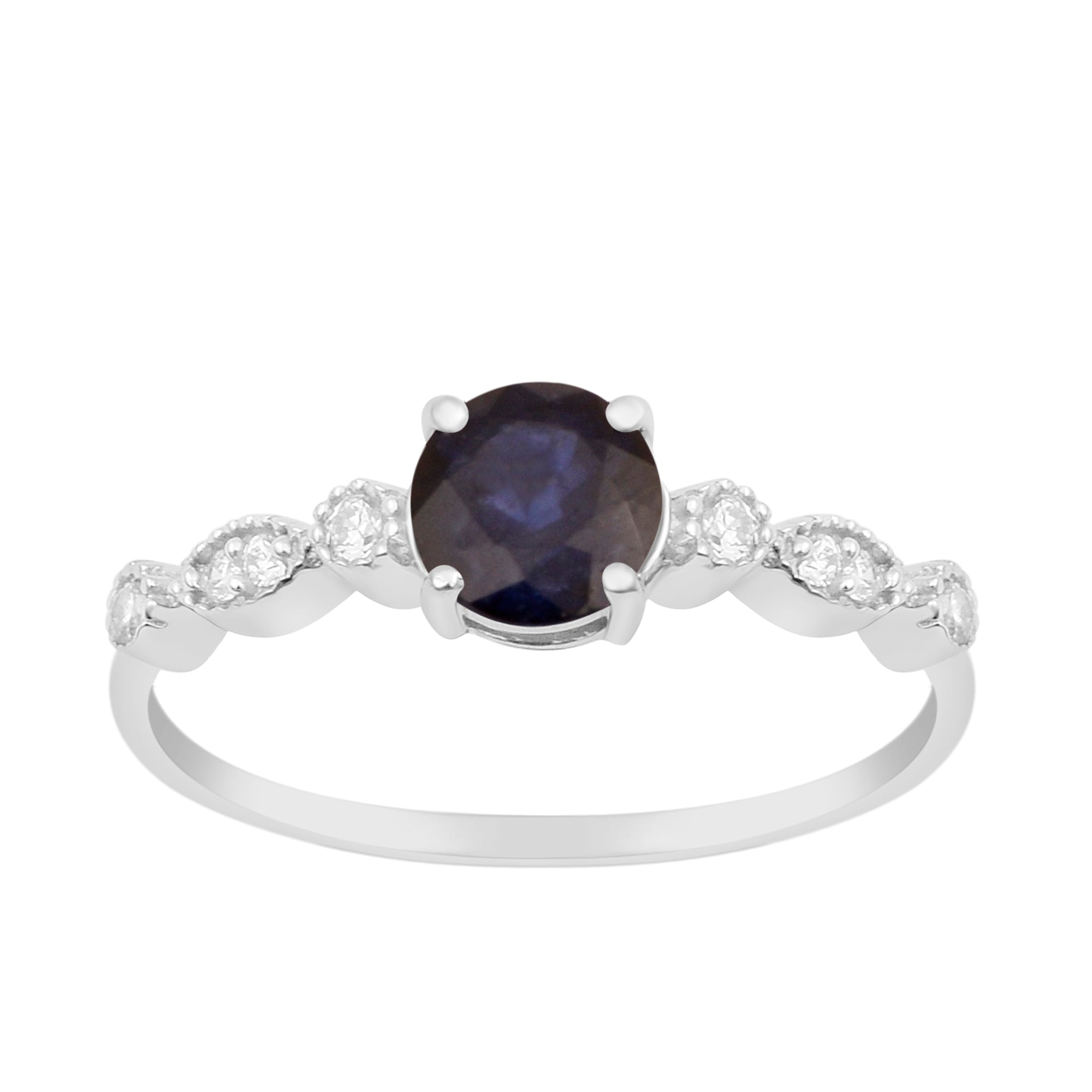 925 Sterling Silver Solitaire Round 6mm Blue Sapphire Women Ring - Kimaya INC