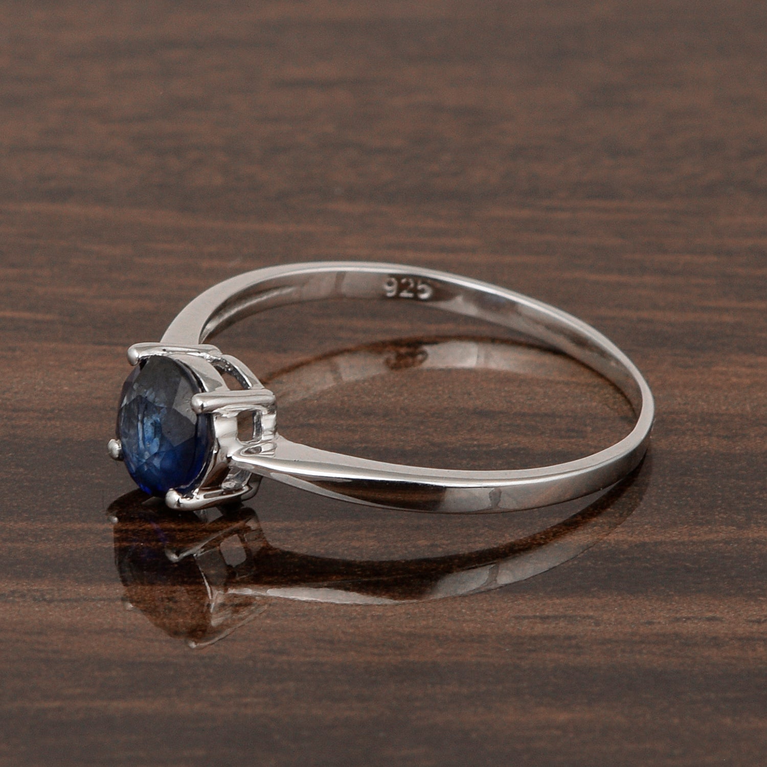 Round Cut 6mm Blue Sapphire Gemstone Solitaire Ring for Women in 925 Sterling Silver - Kimaya INC