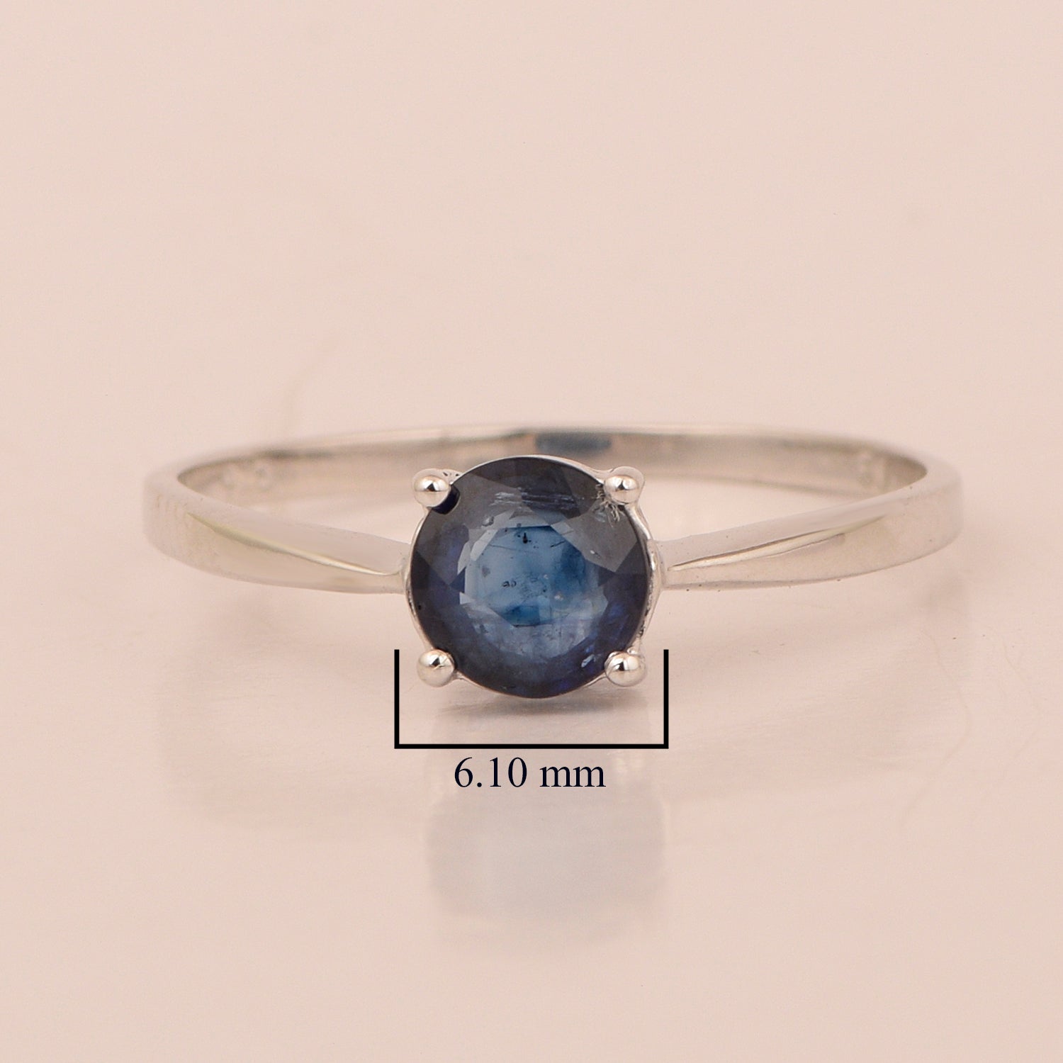 Round Cut 6mm Blue Sapphire Gemstone Solitaire Ring for Women in 925 Sterling Silver - Kimaya INC