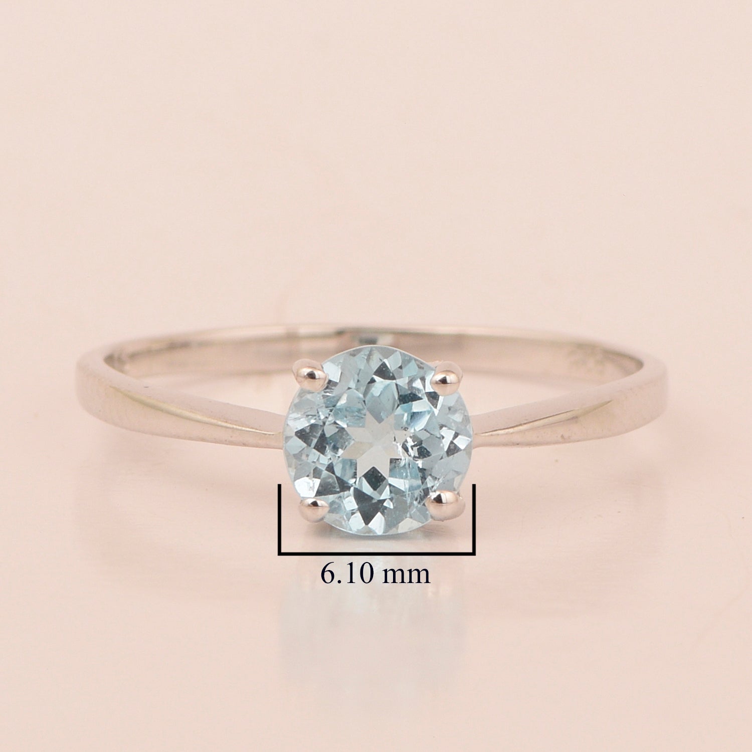Round Cut 6mm Blue Topaz Gemstone Solitaire Ring for Women in 925 Sterling Silver - Kimaya INC