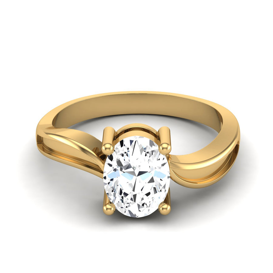 Moissanite Bypass Shank Solitaire Ring - Sterling Silver Yellow Plated