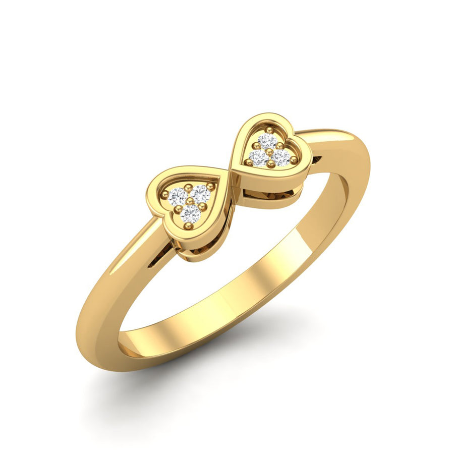 Moissanite Double Heart Infinity Ring - Sterling Silver Yellow Plated