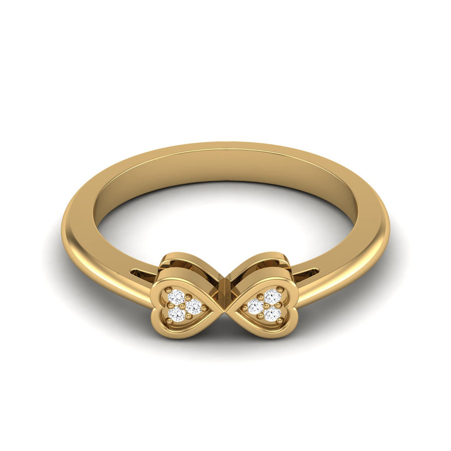 Moissanite Double Heart Infinity Ring - Sterling Silver Yellow Plated