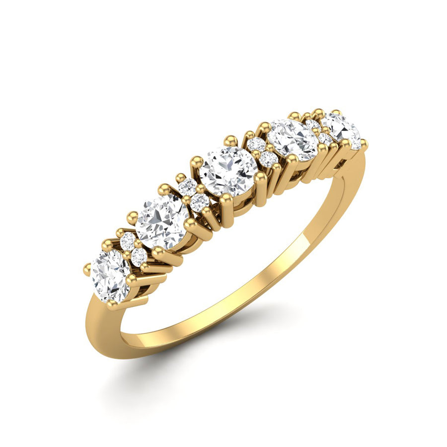 Moissanite  Five-Stone Band Ring - Sterling Silver Yellow Plated