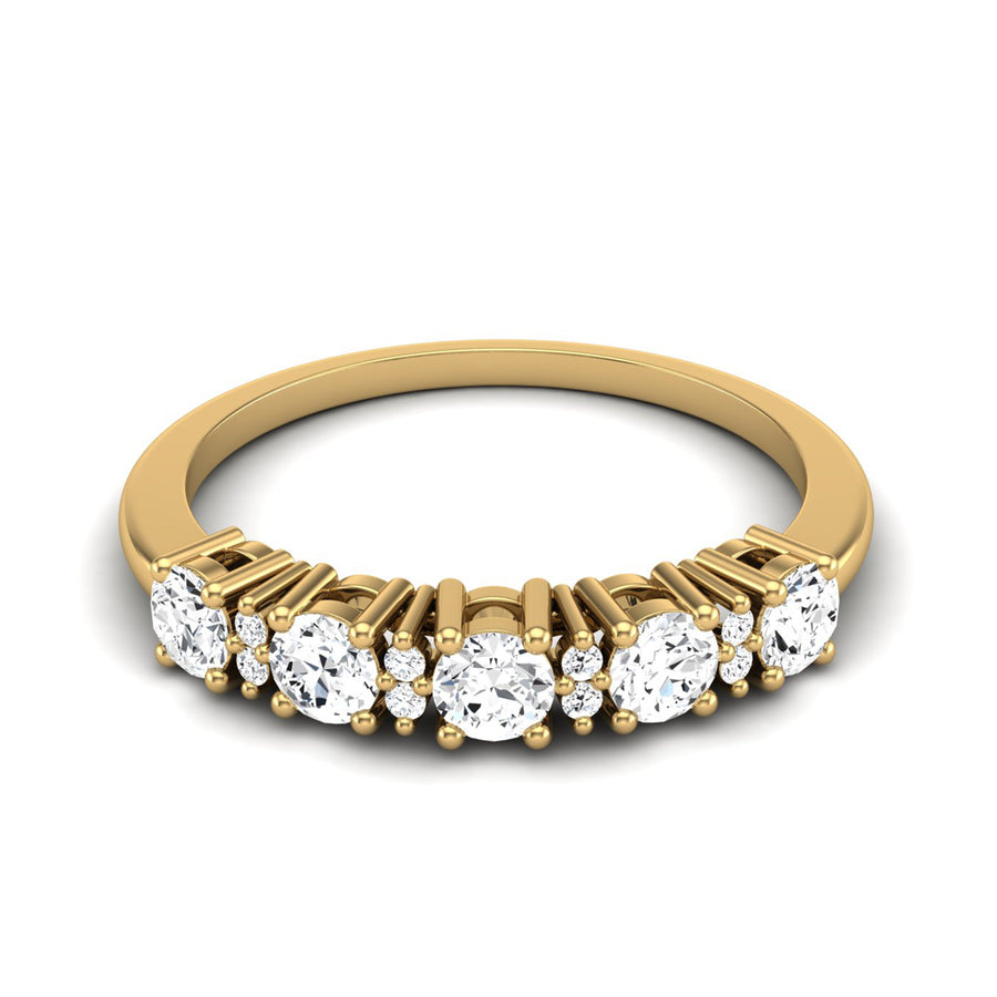 Moissanite  Five-Stone Band Ring - Sterling Silver Yellow Plated