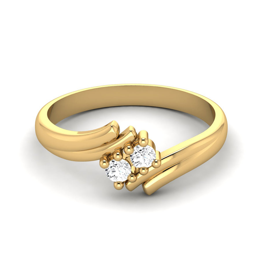 Moissanite Delicate Bypass Duo Ring - Sterling Silver Yellow Plated
