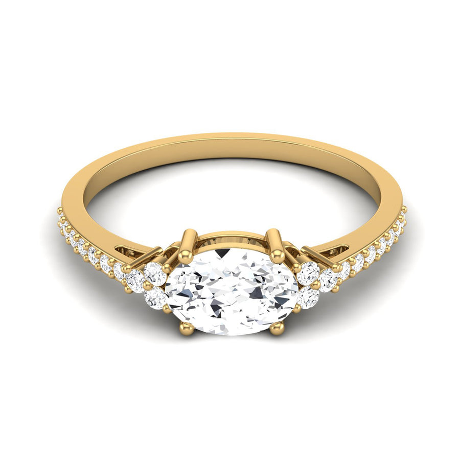 Moissanite Side Accents Ring - Sterling Silver Yellow Plated