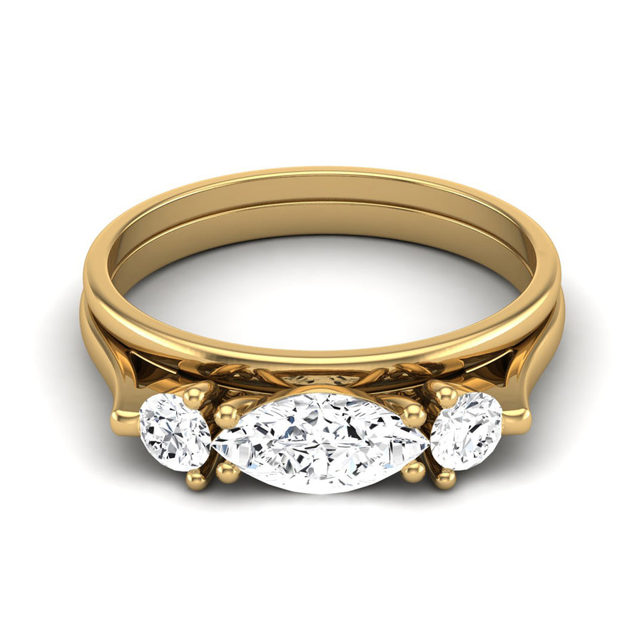 Moissanite Three-Stone Ring - Sterling Silver Yellow Plated