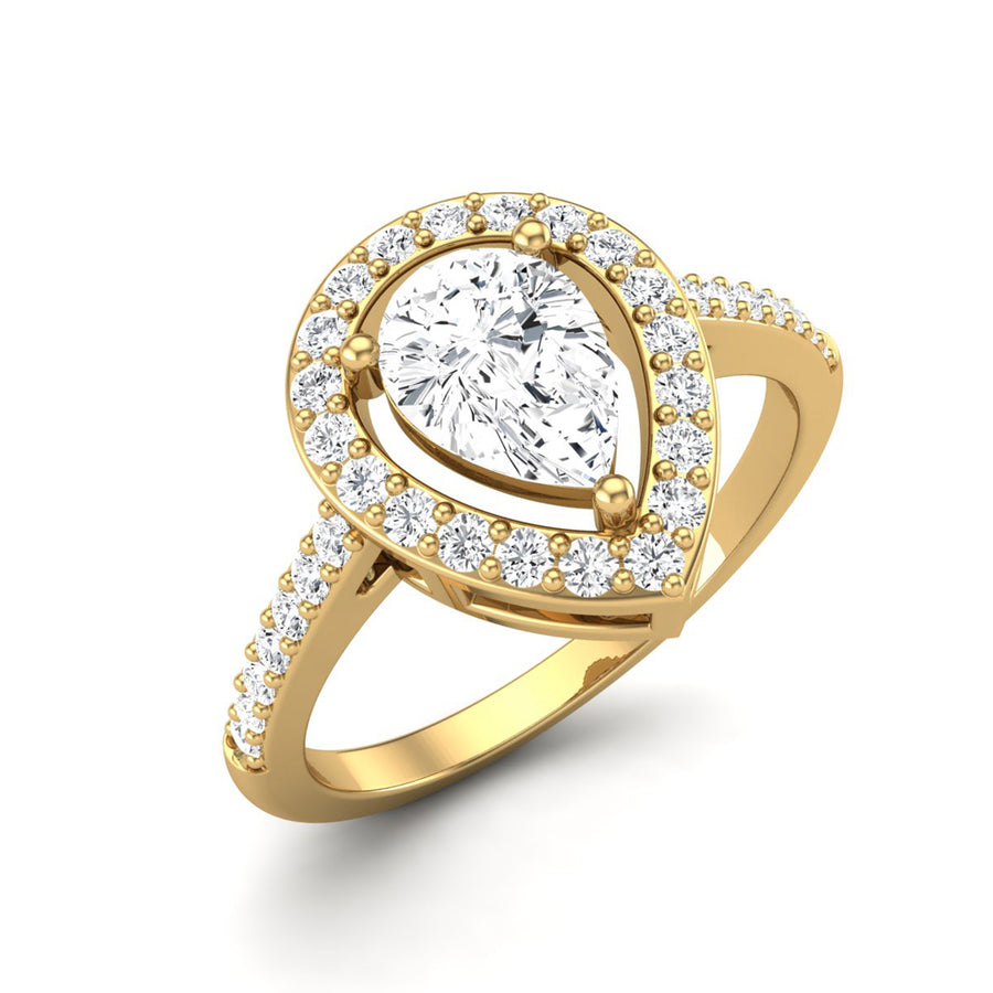 Moissanite Solitaire with Accents Ring - Sterling Silver Yellow Plated