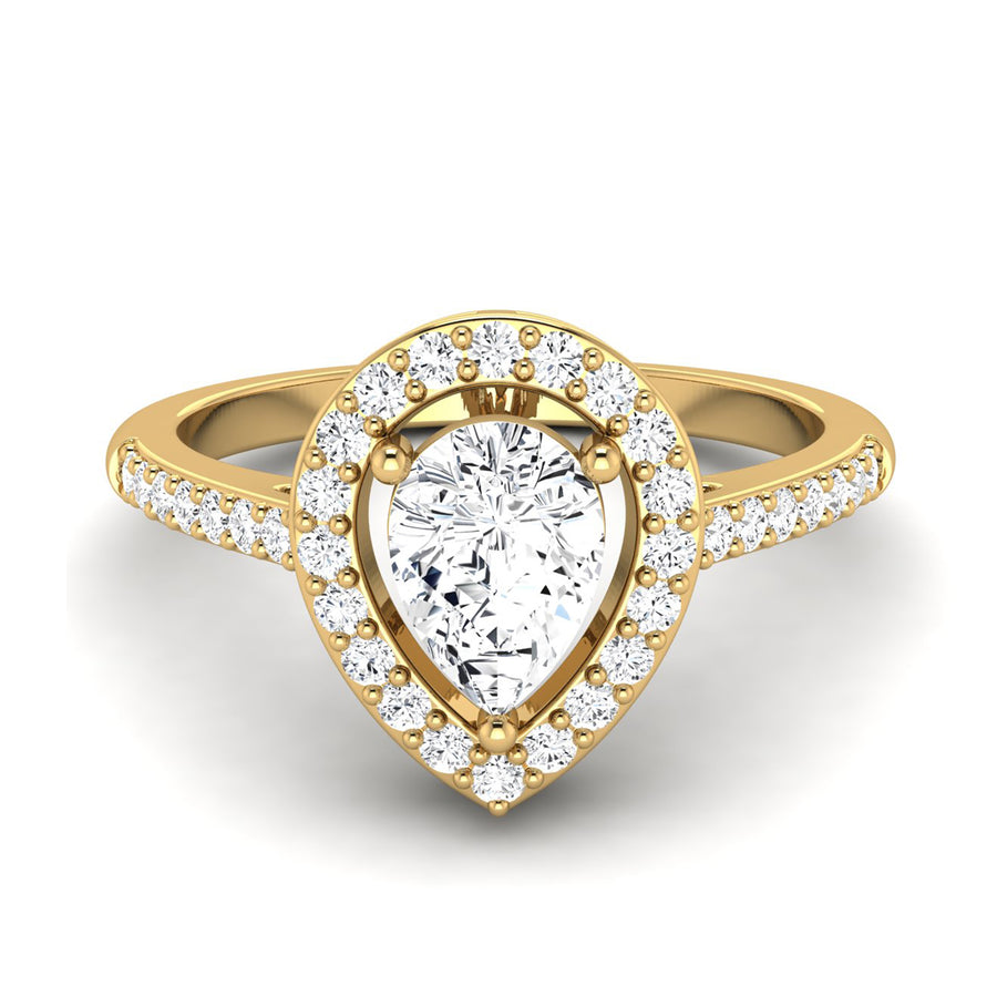 Moissanite Solitaire with Accents Ring - Sterling Silver Yellow Plated