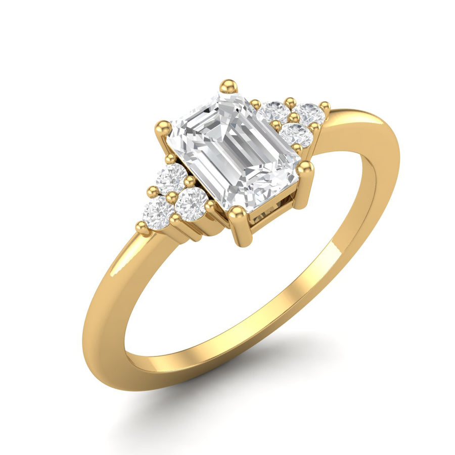 Moissanite Cluster Accent Ring - Sterling Silver Yellow Plated